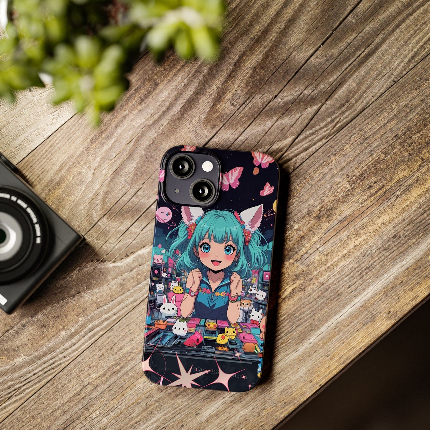 Y2K Anime Girl Slim Phone Case, Kawaii Vaporwave Style, Cute Maximalist Aesthetic, Anime Design, Slim Protection, Aesthetic Accessory