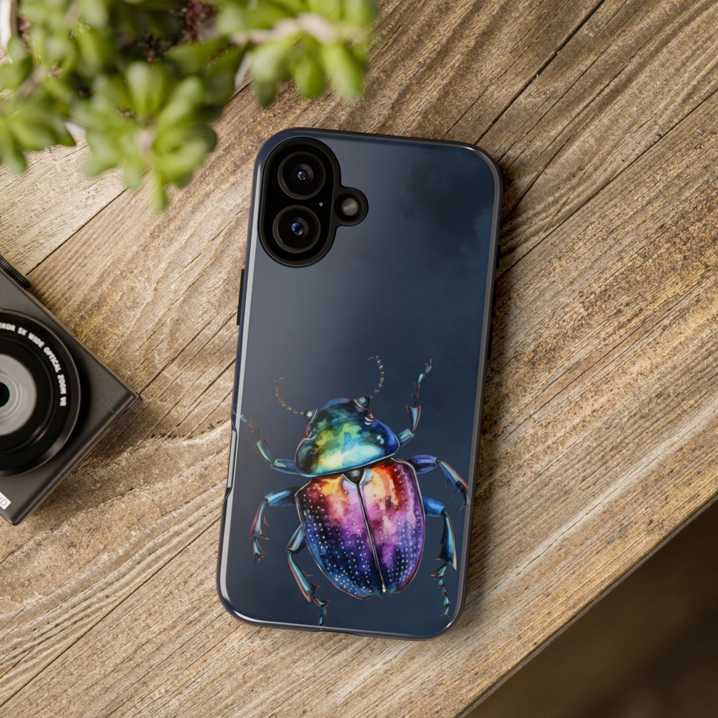 Iridescent Beetle Tough Phone Case - Insect Art Design, Nature-Inspired Pattern, Compatible with iPhone, Galaxy, and Google Phones