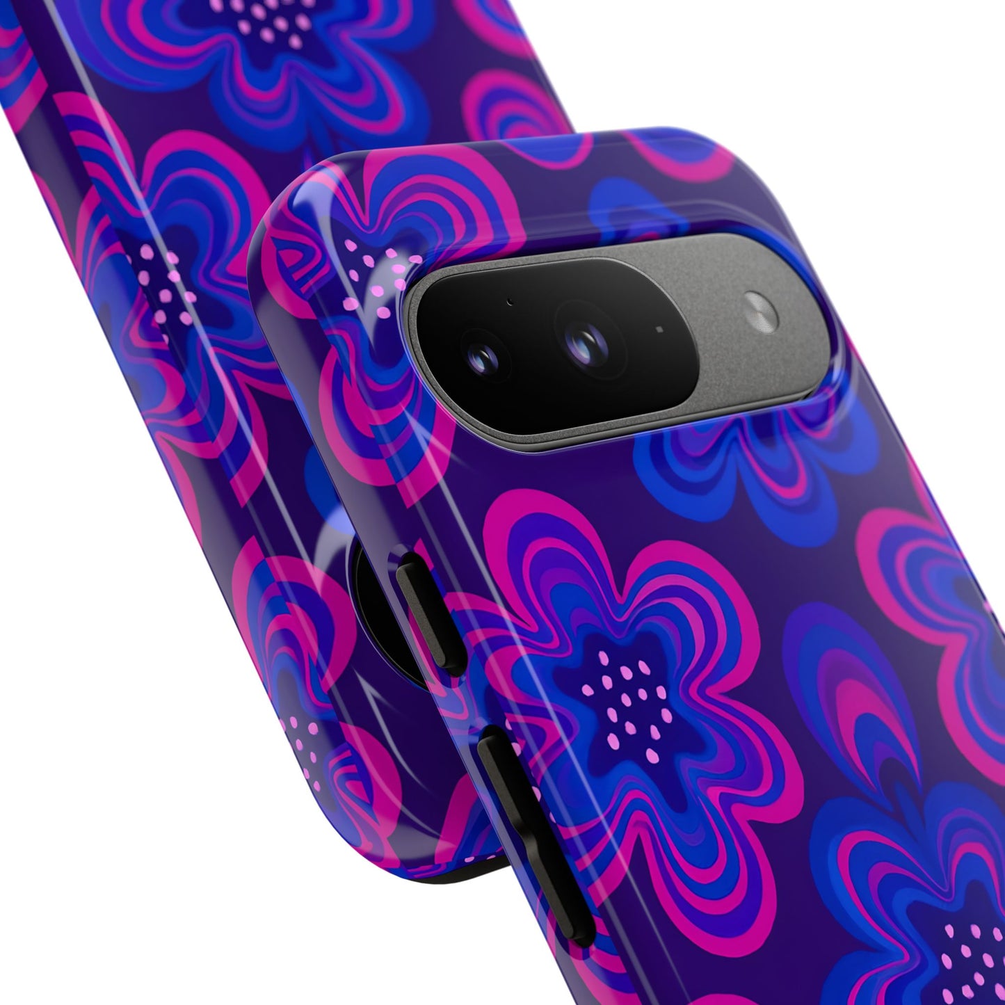 Retro Swirl Flower Tough Phone Case - Groovy Psychedelic Floral Pattern, Funky Vintage Aesthetic, Compatible with iPhone, Galaxy, and Google
