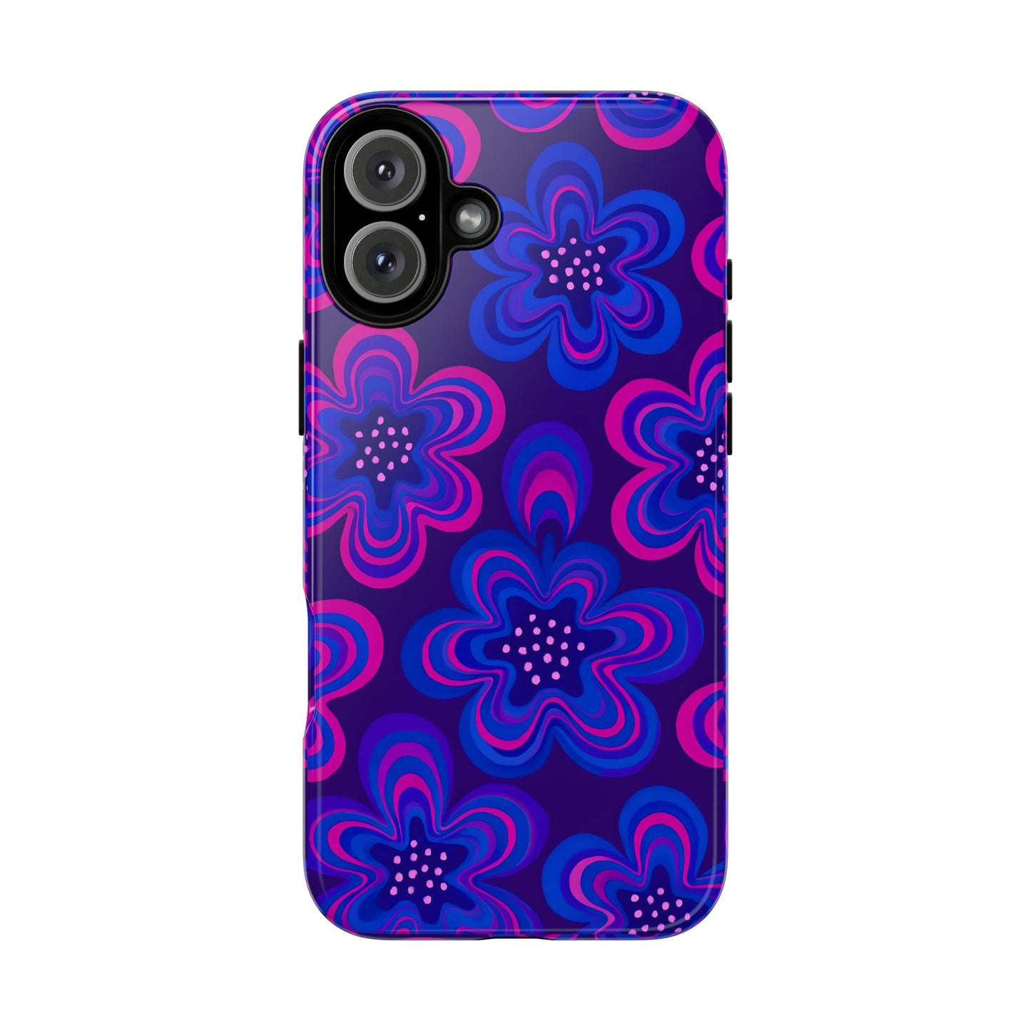 Retro Swirl Flower Tough Phone Case - Groovy Psychedelic Floral Pattern, Funky Vintage Aesthetic, Compatible with iPhone, Galaxy, and Google