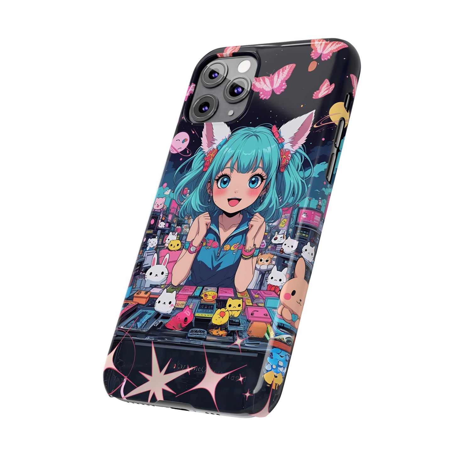 Y2K Anime Girl Slim Phone Case, Kawaii Vaporwave Style, Cute Maximalist Aesthetic, Anime Design, Slim Protection, Aesthetic Accessory