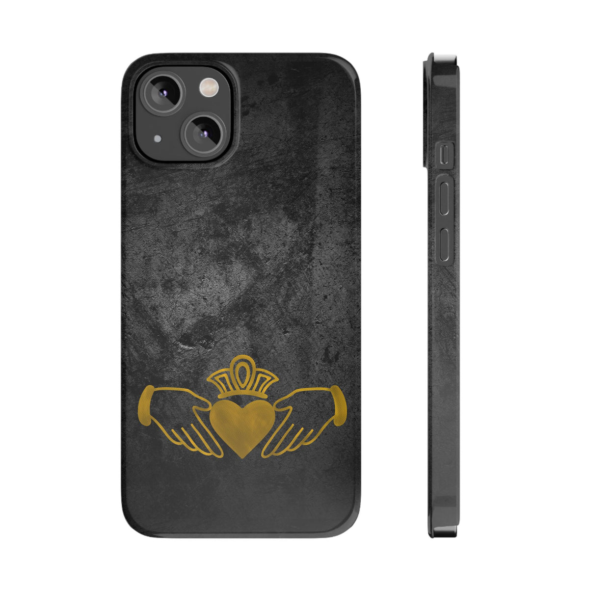 Claddagh Slim Phone Case Irish Symbol Ring Black Gold Design Love Loyalty Friendship Compatible with iPhone 17 16 15 14 13 12 11
