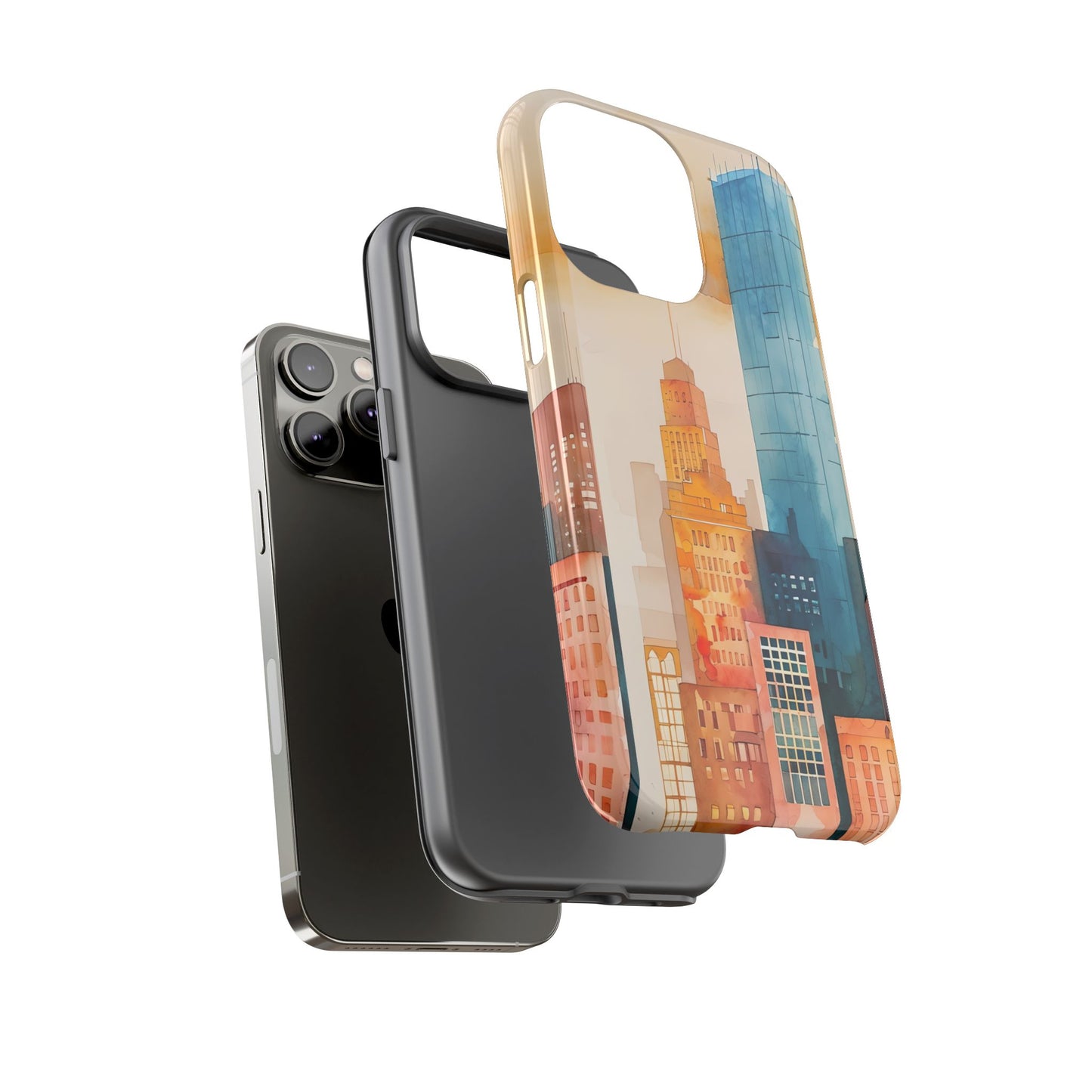 Boston Cityscape Tough Phone Case - Tropical Skyline Aesthetic, Sunset Beach Urban Art, Compatible with iPhone, Galaxy, and Google Phones