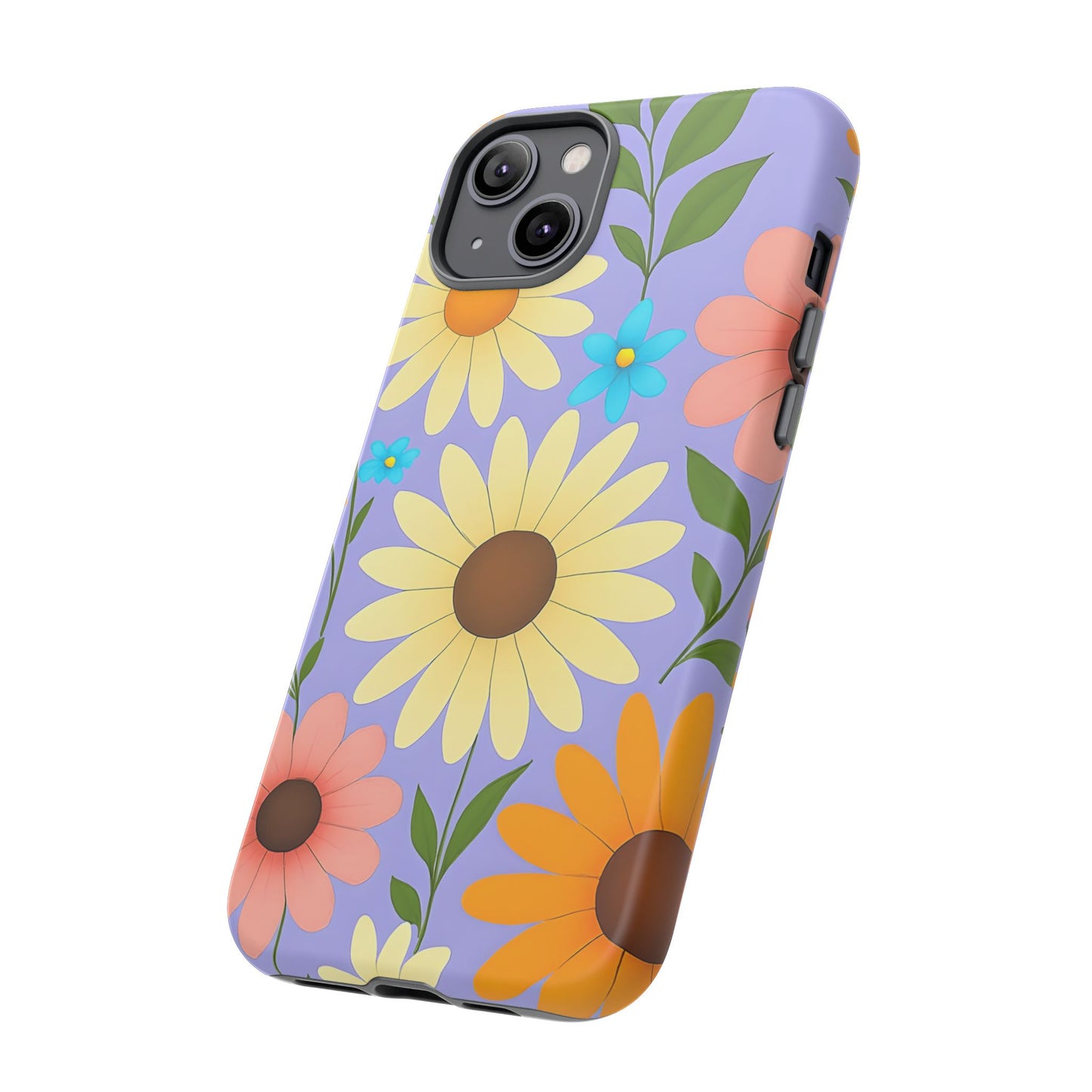 Minimal Daisy Flower Tough Phone Case - Retro Coquette Floral Print, Cute Soft Aesthetic, Compatible with iPhone, Galaxy, and Google Phones