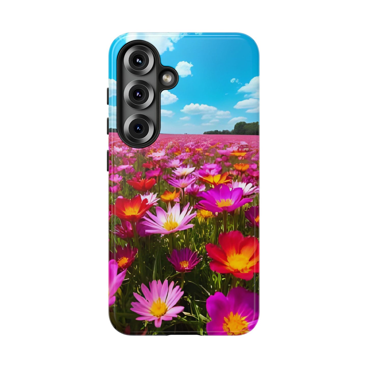 Flower Field Tough Phone Case - Wildflower Meadow Print, Colorful Nature Aesthetic, Compatible with iPhone, Galaxy, and Google Phones