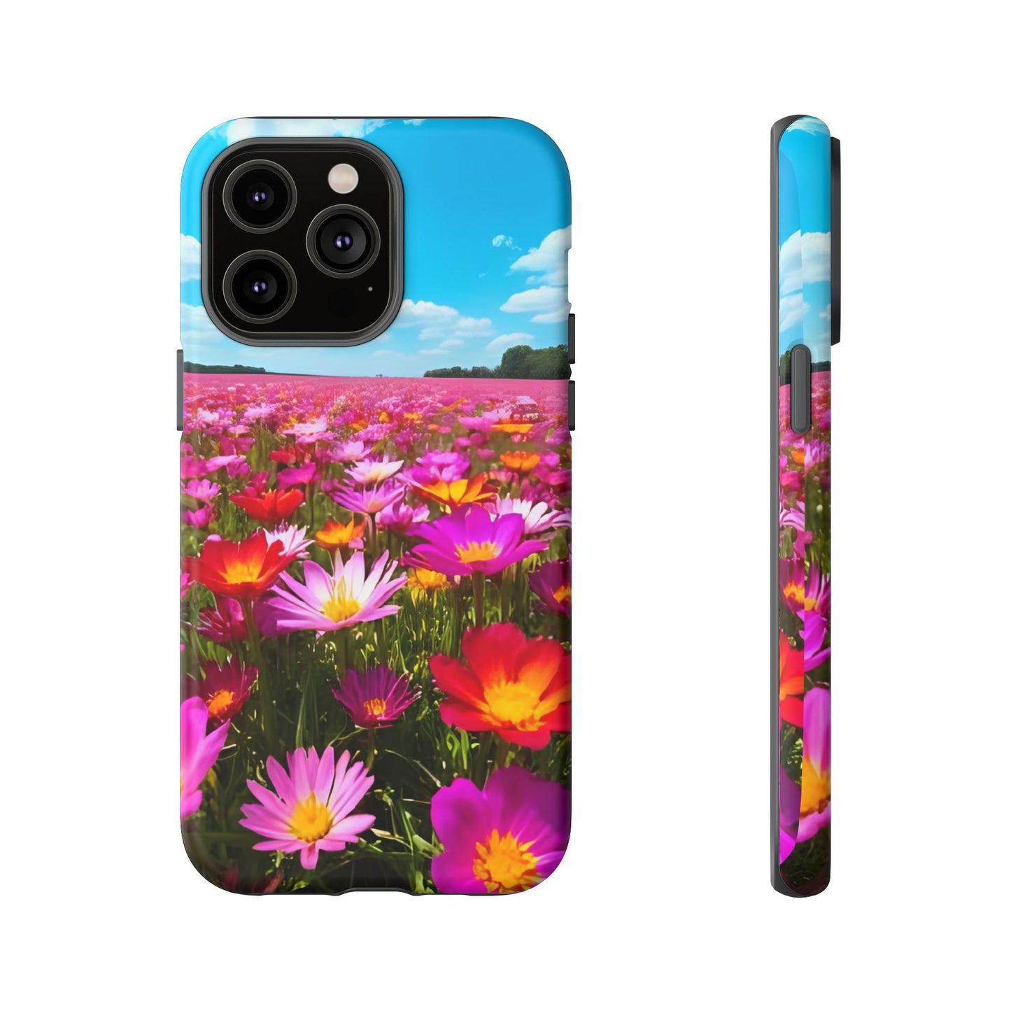Flower Field Tough Phone Case - Wildflower Meadow Print, Colorful Nature Aesthetic, Compatible with iPhone, Galaxy, and Google Phones
