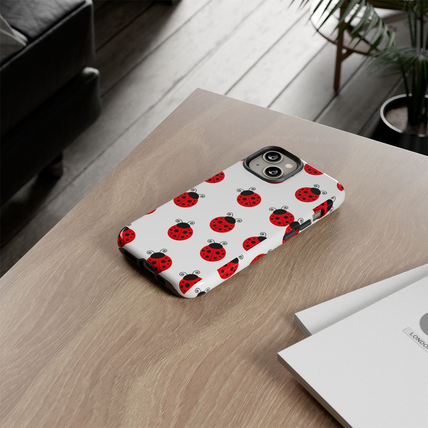 Ladybug Tough Phone Case - Cute Insect Aesthetic, Nature-Inspired Pattern Art, Compatible with iPhone, Galaxy, and Google Phones