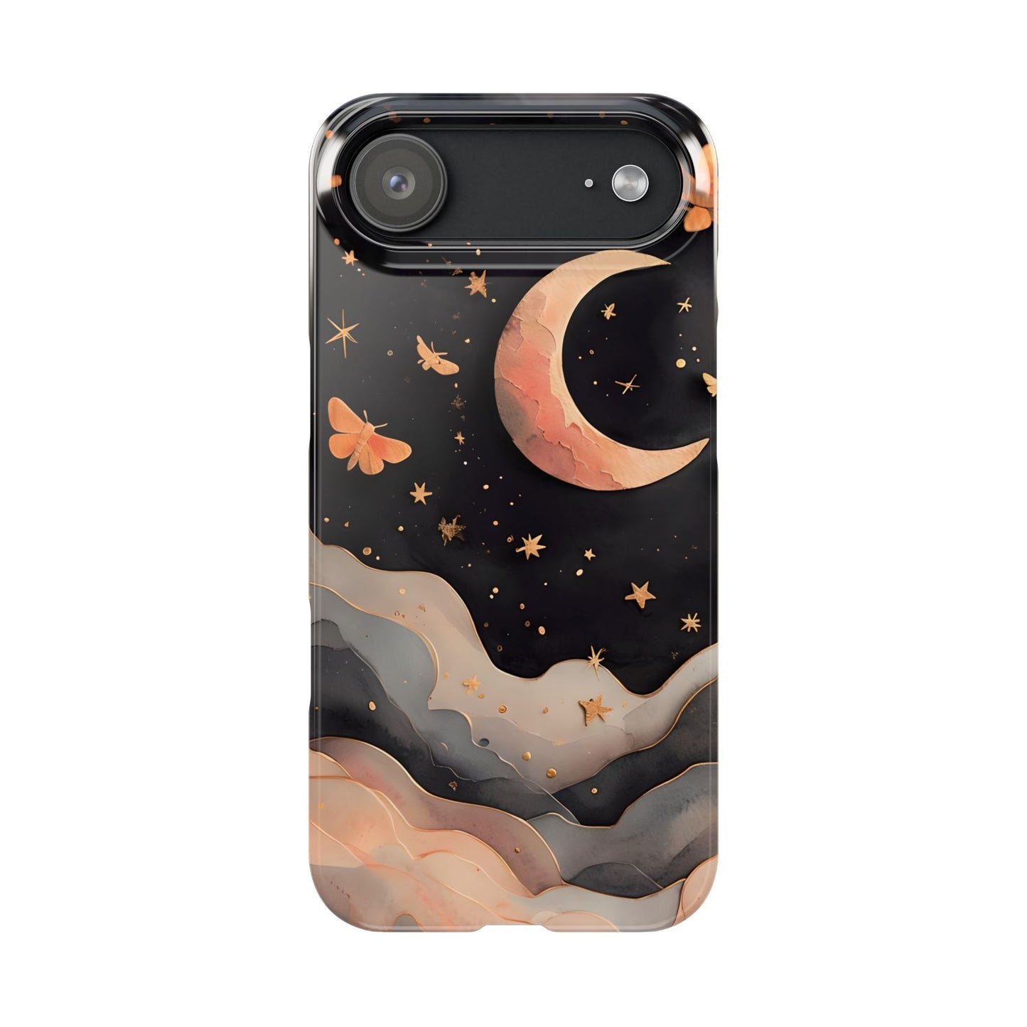 Moonlit Dream Slim Phone Case Night Sky Art, Celestial Design, Moon Lovers, Compatible with iPhone 17, 16, 15, 14, 13, 12, 11