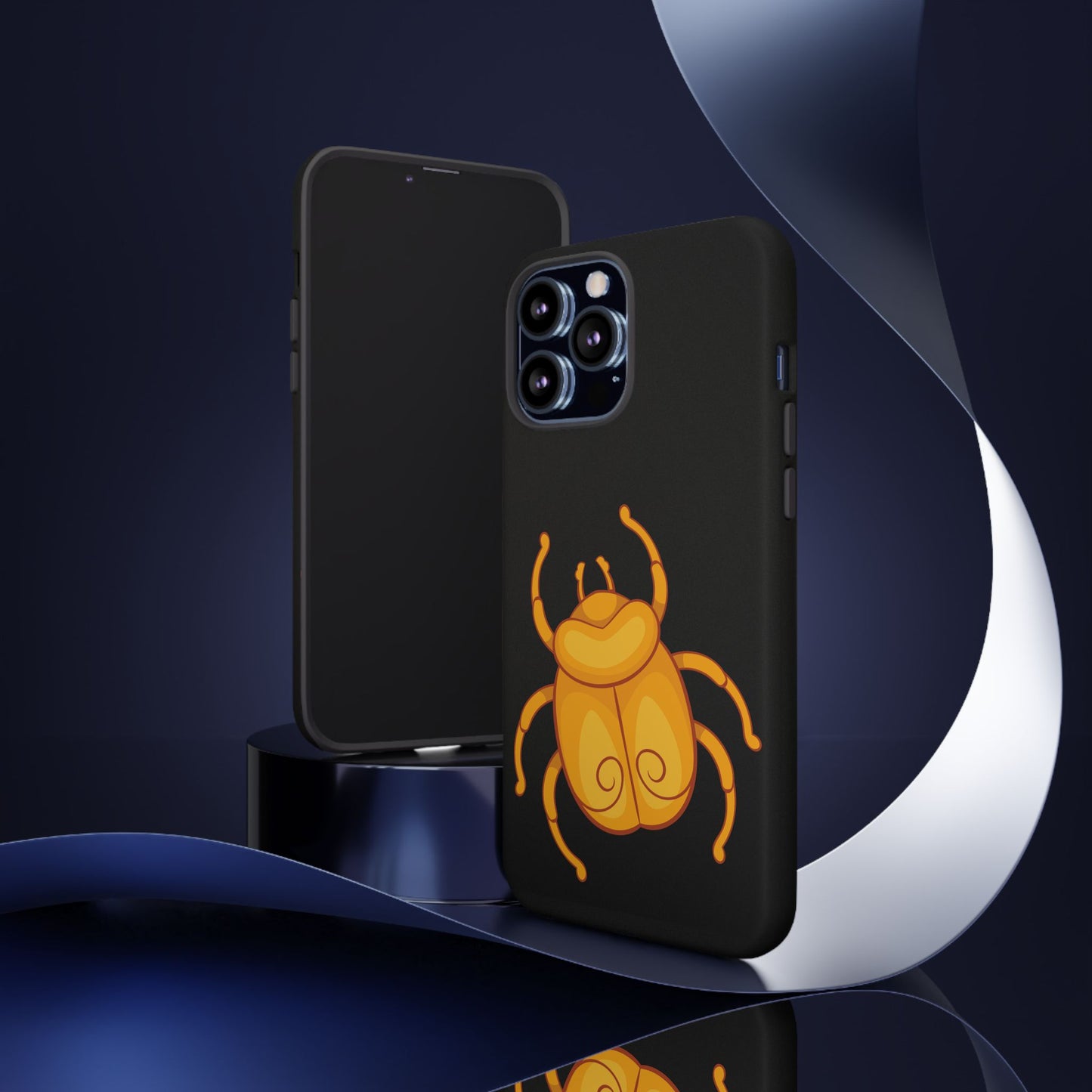 Ancient Egyptian Scarab Tough Phone Case - Gold Beetle Design, Mythological Insect Art, Compatible with iPhone, Galaxy, and Google Phones