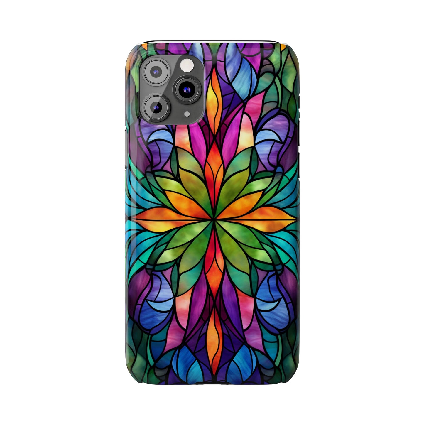 Vibrant Floral Slim Phone Cases, Colorful Cell Phone Cover, Stained Glass Design, Unique Gift for Her, Artistic Accessories, Phone Case