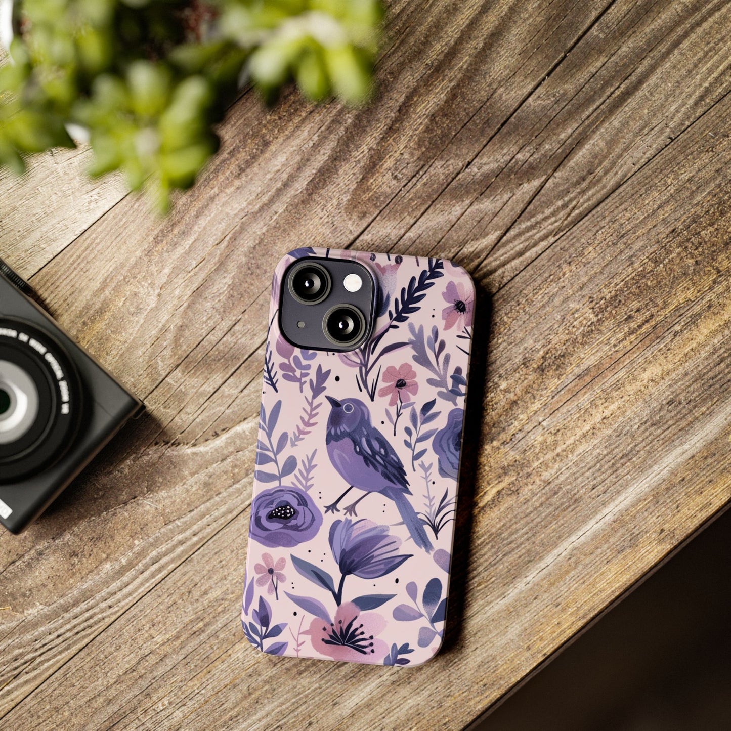 Floral Bird Slim Phone Case, Elegant Phone Cover, Cute Gift for Bird Lovers, Spring Vibes, Nature-Inspired
