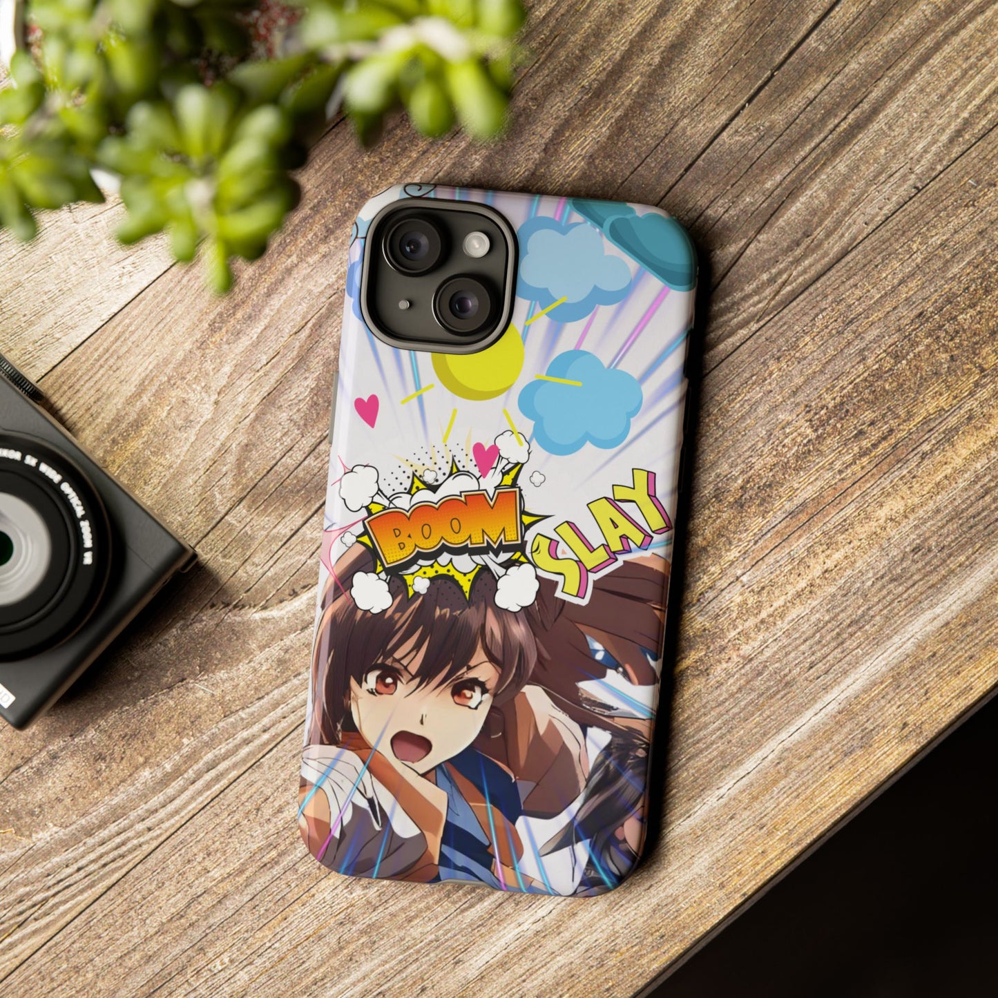 Anime Warrior Girl Tough Phone Case, Japanese Action Anime Aesthetic, Bold Heroine Design, Compatible with iPhone, Galaxy, and Google Phones