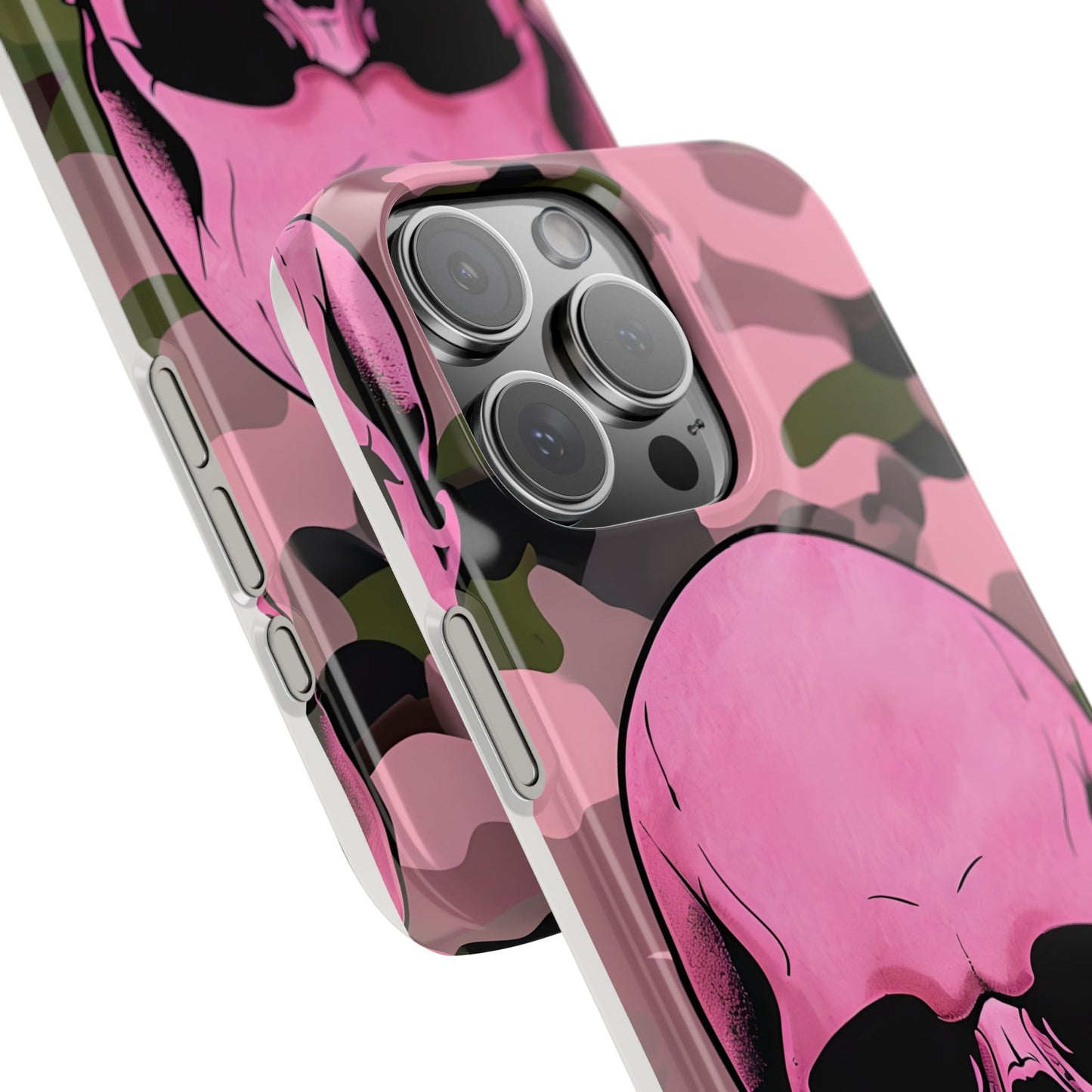 Pink Camo Skull Phone Case, Slim Case for iPhone, Edgy Phone Accessory, Unique Gift for Her, Trendy Tech Lover