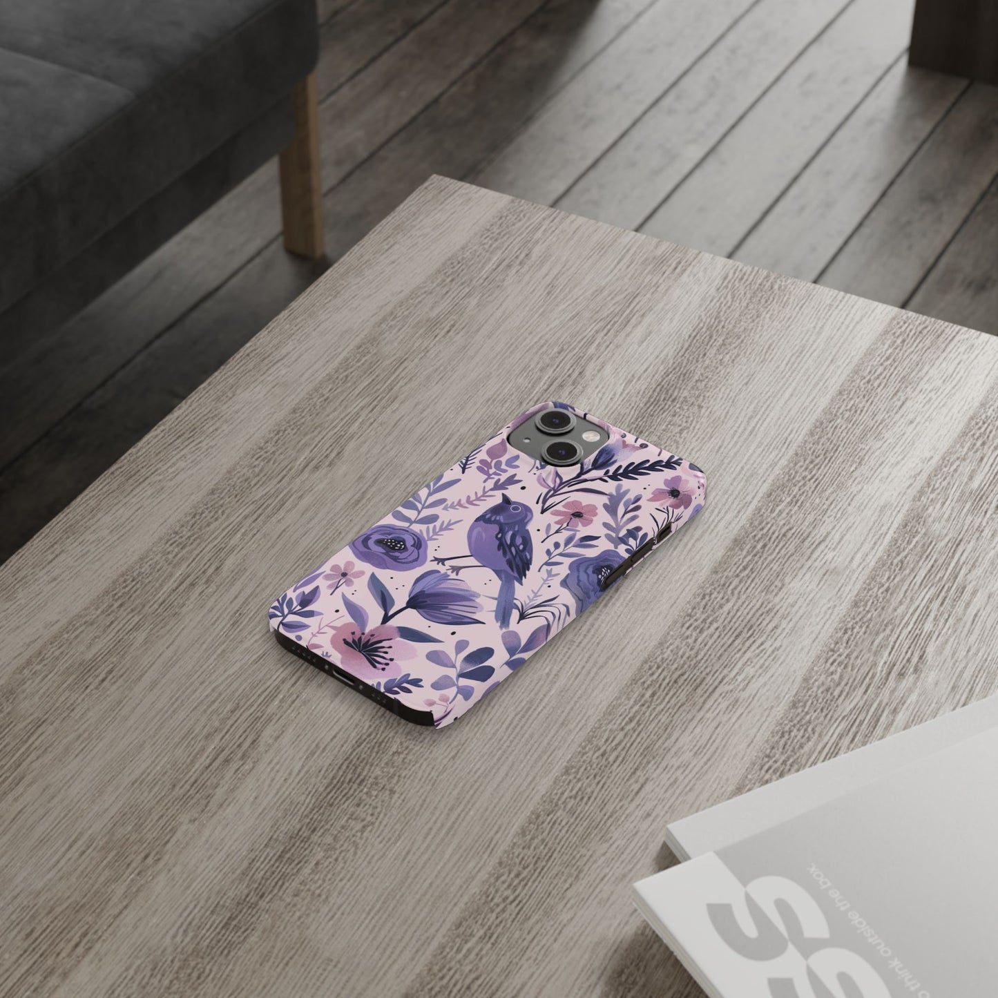 Floral Bird Slim Phone Case, Elegant Phone Cover, Cute Gift for Bird Lovers, Spring Vibes, Nature-Inspired