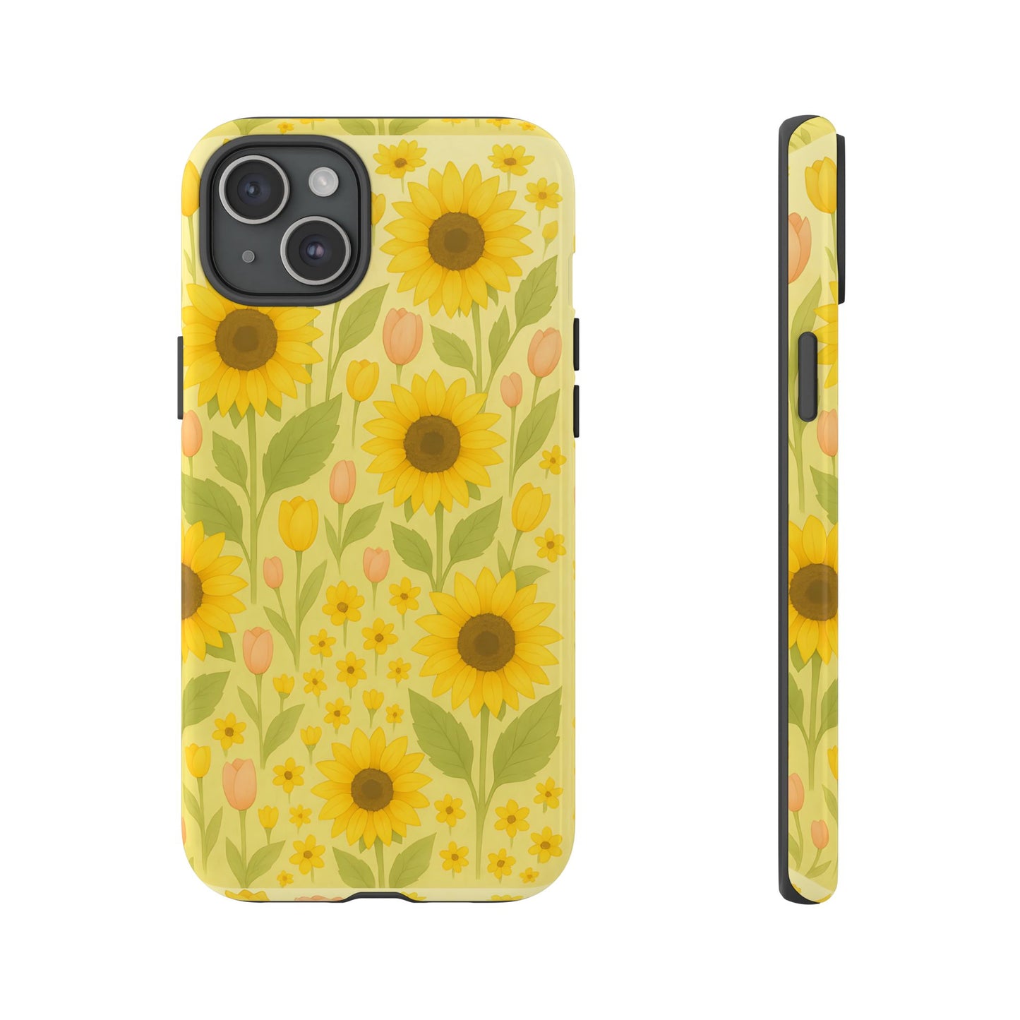Sunflower Floral Phone Case, Watercolor Botanical Print, Aesthetic Tough Phone Case, Compatible with iPhone, Galaxy, Google