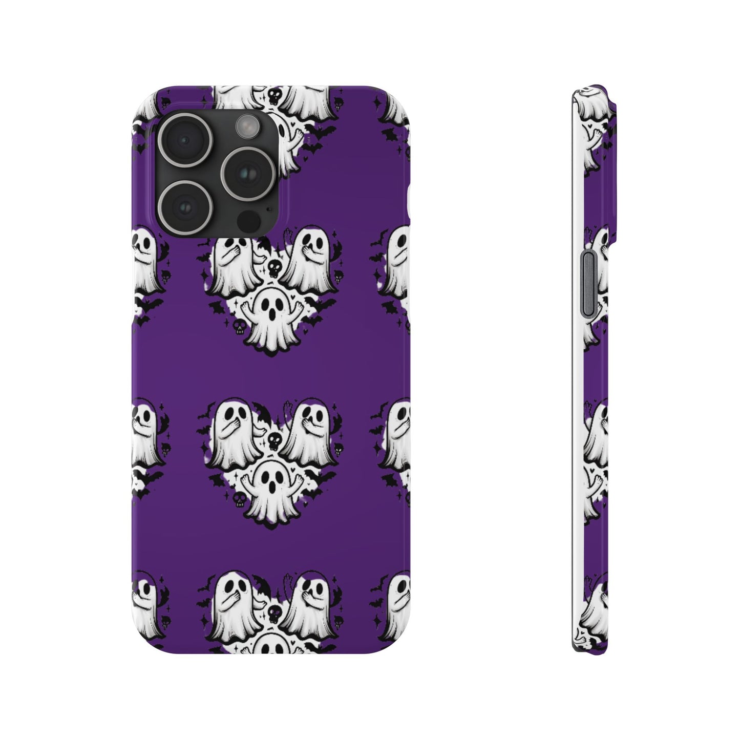 Cute Ghost Heart Slim Phone Case, Creepy Cute Spooky Heart Print, Goth Coquette Aesthetic Spooky Accessories, Halloween Gift Case