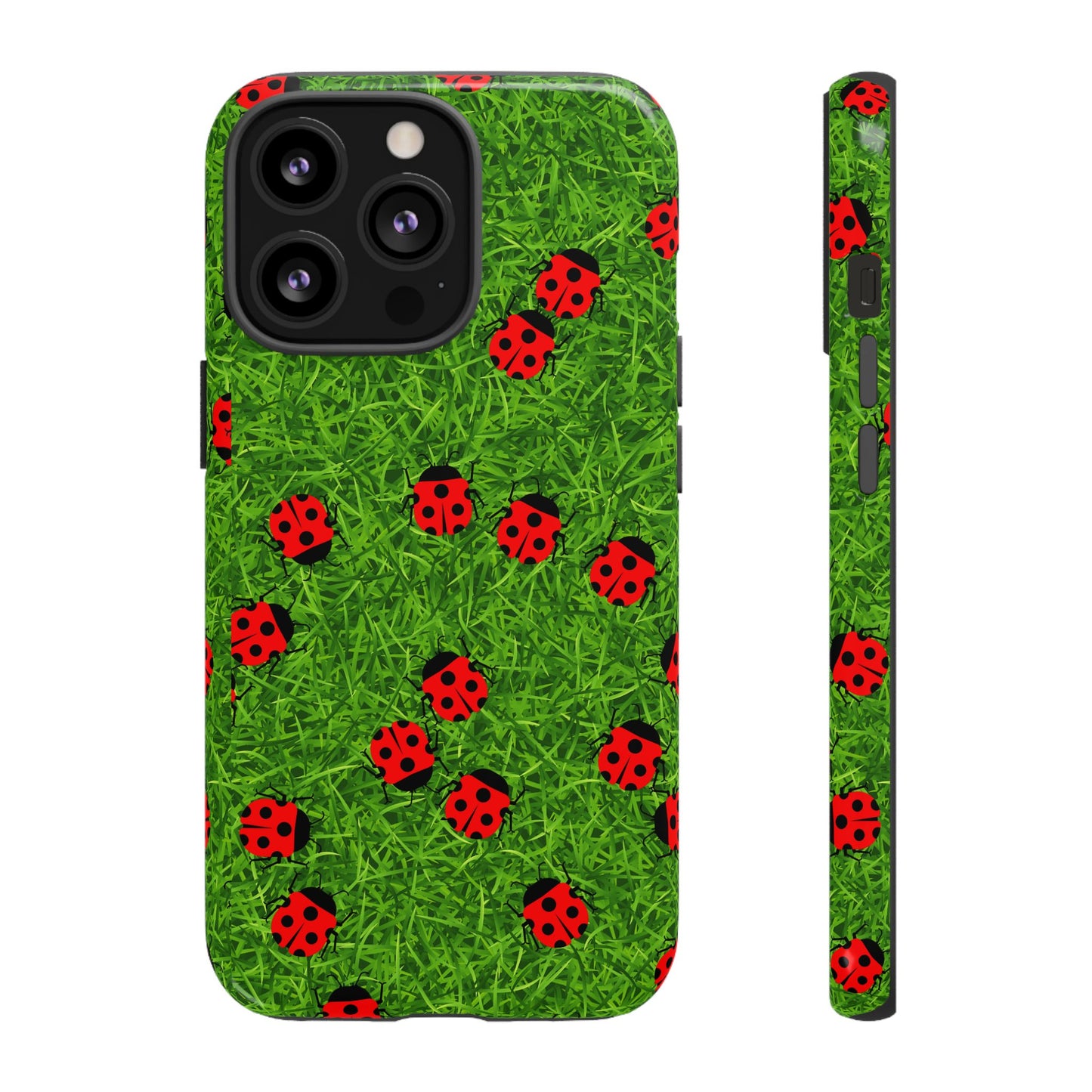 Ladybug Tough Phone Case - Cute Insect Aesthetic, Nature Pattern Art Design, Compatible with iPhone, Galaxy, and Google Phones
