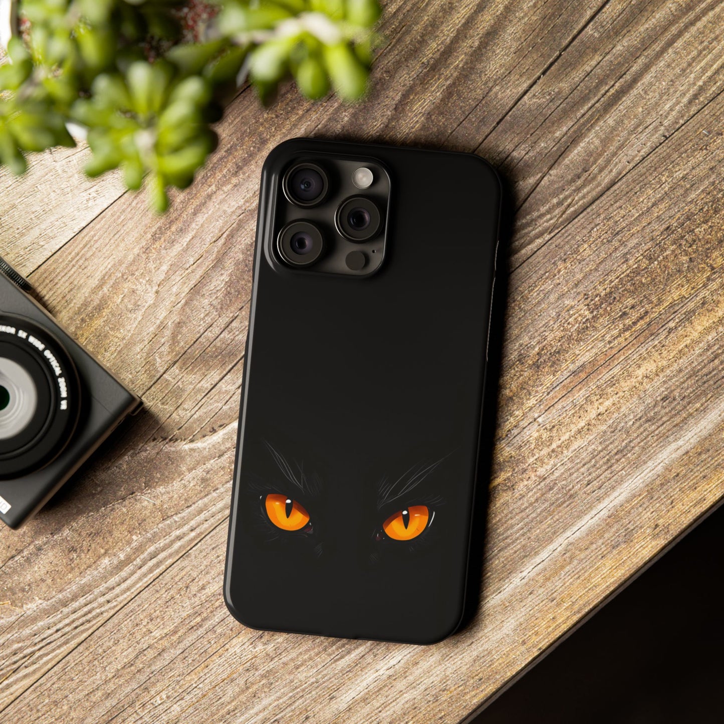 Black Cat Slim Phone Case - Gothic Halloween Aesthetic, Subtle Spookycore Aesthetic, Compatible with iPhone, Galaxy, and Google Phones