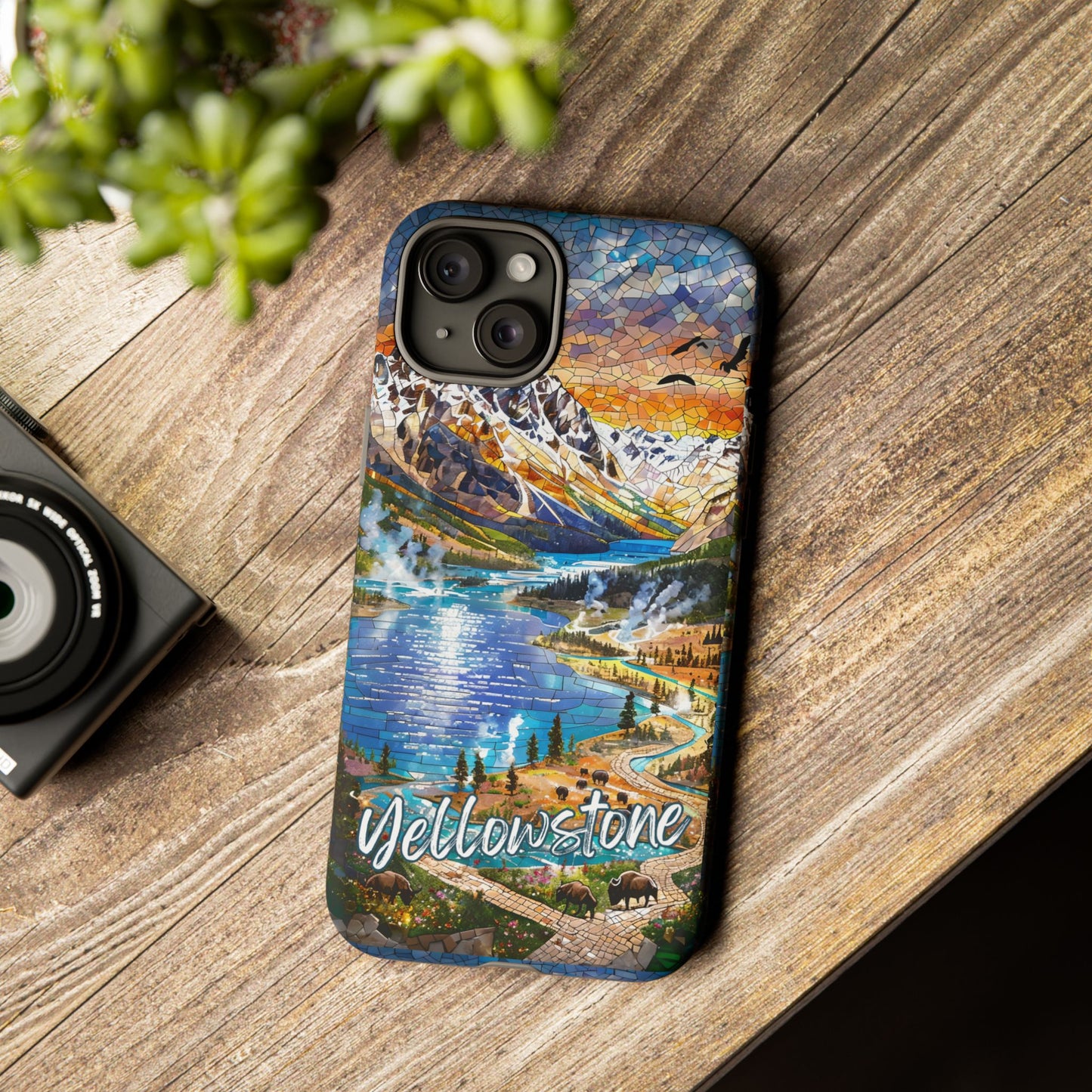 Yellowstone  National Park Phone Case, Mosaic Phone Case, Yellowstone National Park Gift, Scenic Mountains Phone Cover, Landscape Aesthetic
