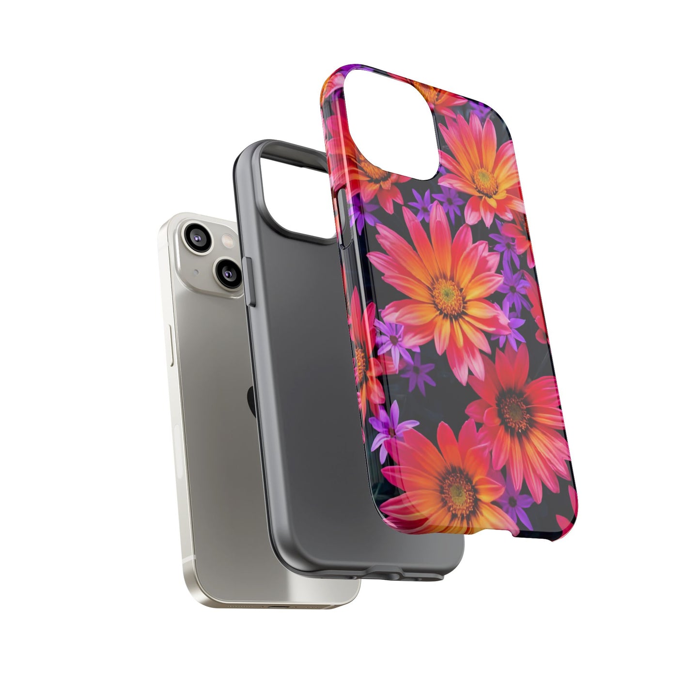 Bold Garden Flower Tough Phone Case - Colorful Floral Print, Bright Botanical Aesthetic, Compatible with iPhone, Galaxy, and Google Phones