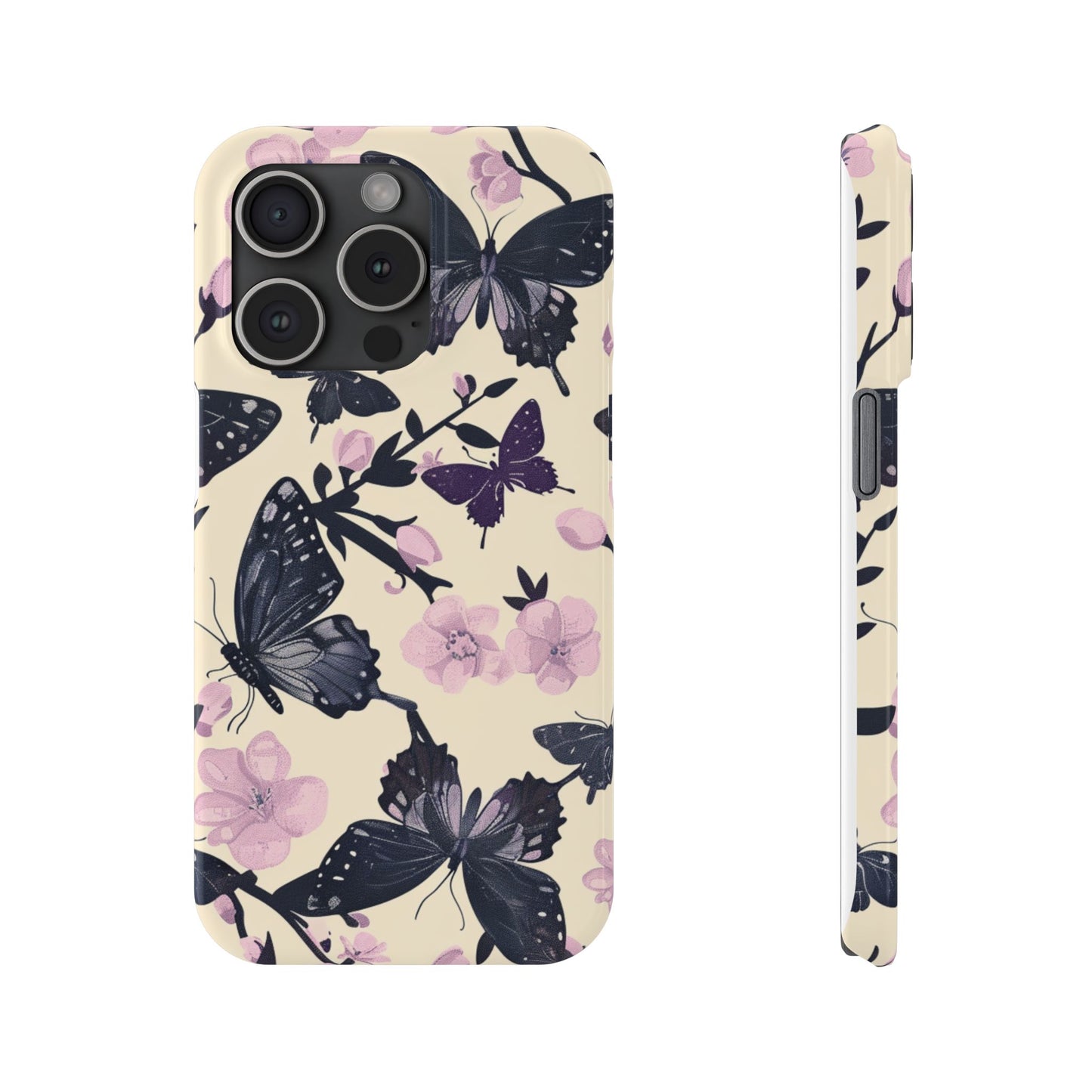Butterfly Floral Slim Phone Cases, Elegant Butterfly Design, Nature Lover Gift, Phone Accessory, Stylish Cases for Women