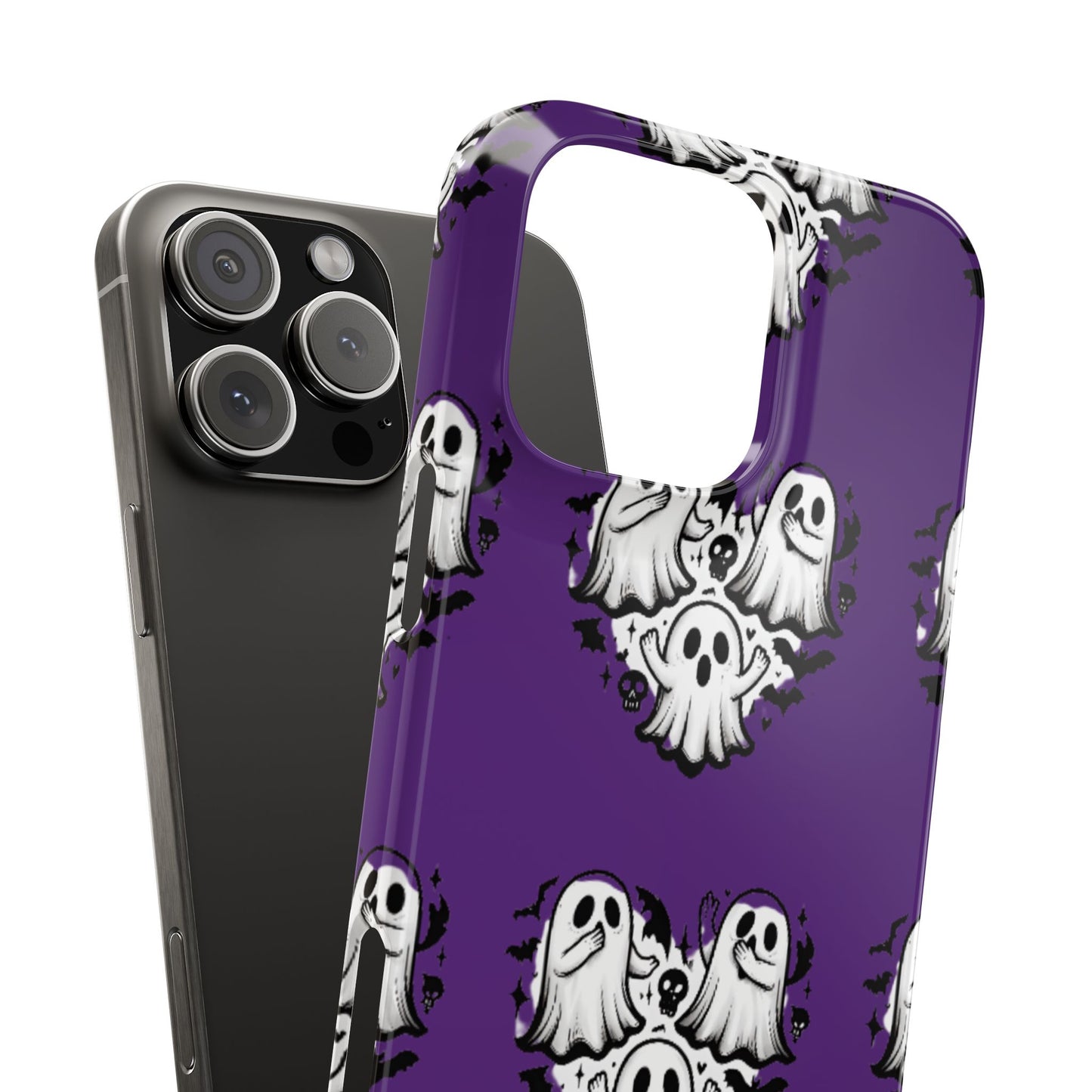 Cute Ghost Heart Slim Phone Case, Creepy Cute Spooky Heart Print, Goth Coquette Aesthetic Spooky Accessories, Halloween Gift Case