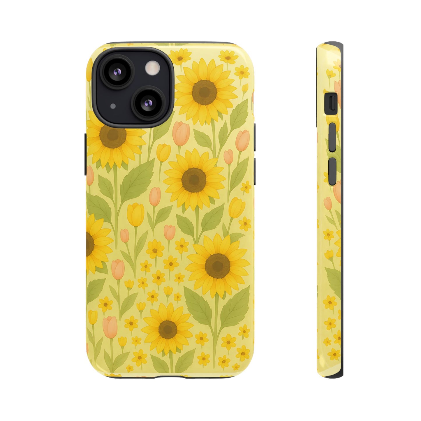 Sunflower Floral Phone Case, Watercolor Botanical Print, Aesthetic Tough Phone Case, Compatible with iPhone, Galaxy, Google