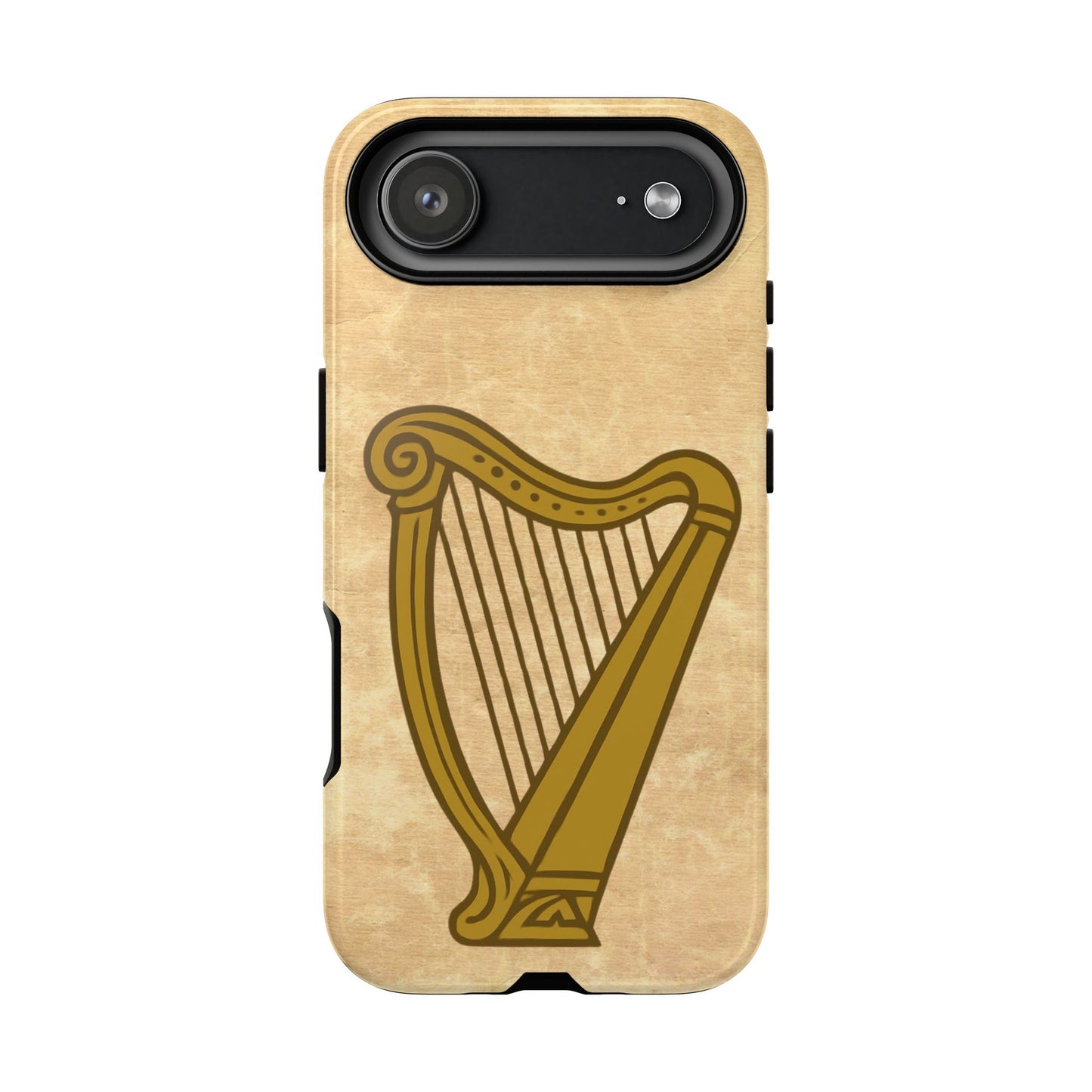 Irish Harp Tough Phone Case Manuscript Celtic Ireland Heritage Symbol Compatible with iPhone 17 16 15 14 13 12 11 Pro Max Galaxy Google Pixel