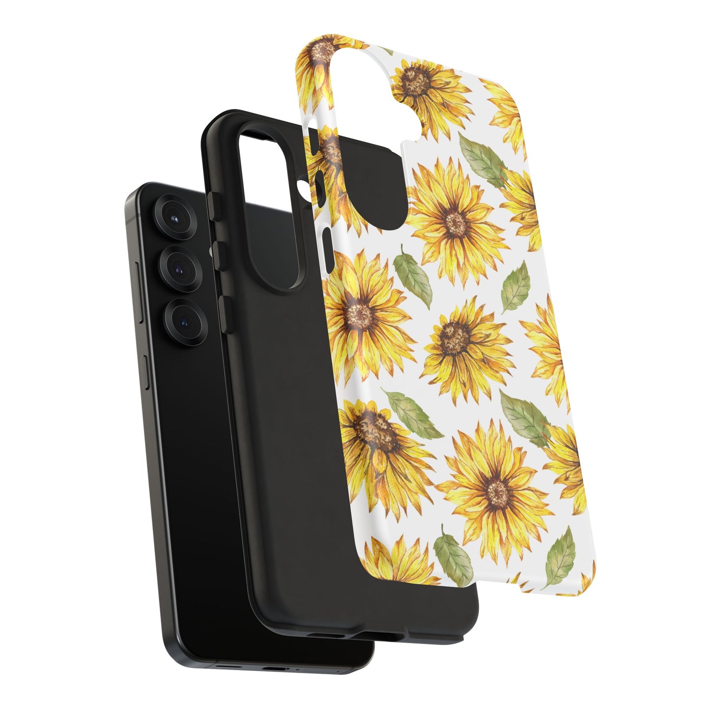 Sunflower Floral Tough Phone Case - Watercolor Botanical Print, Bright Nature Aesthetic, Compatible with iPhone, Galaxy, and Google Phones