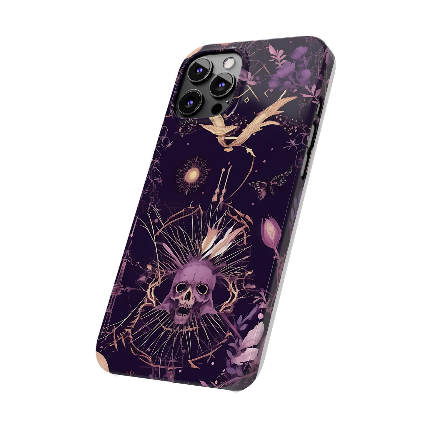 Gothic Floral Slim Phone Cases, Ghostly Style Mobile Cover, Dark Aesthetic Gift, Unique Protective Case, Perfect for Halloween