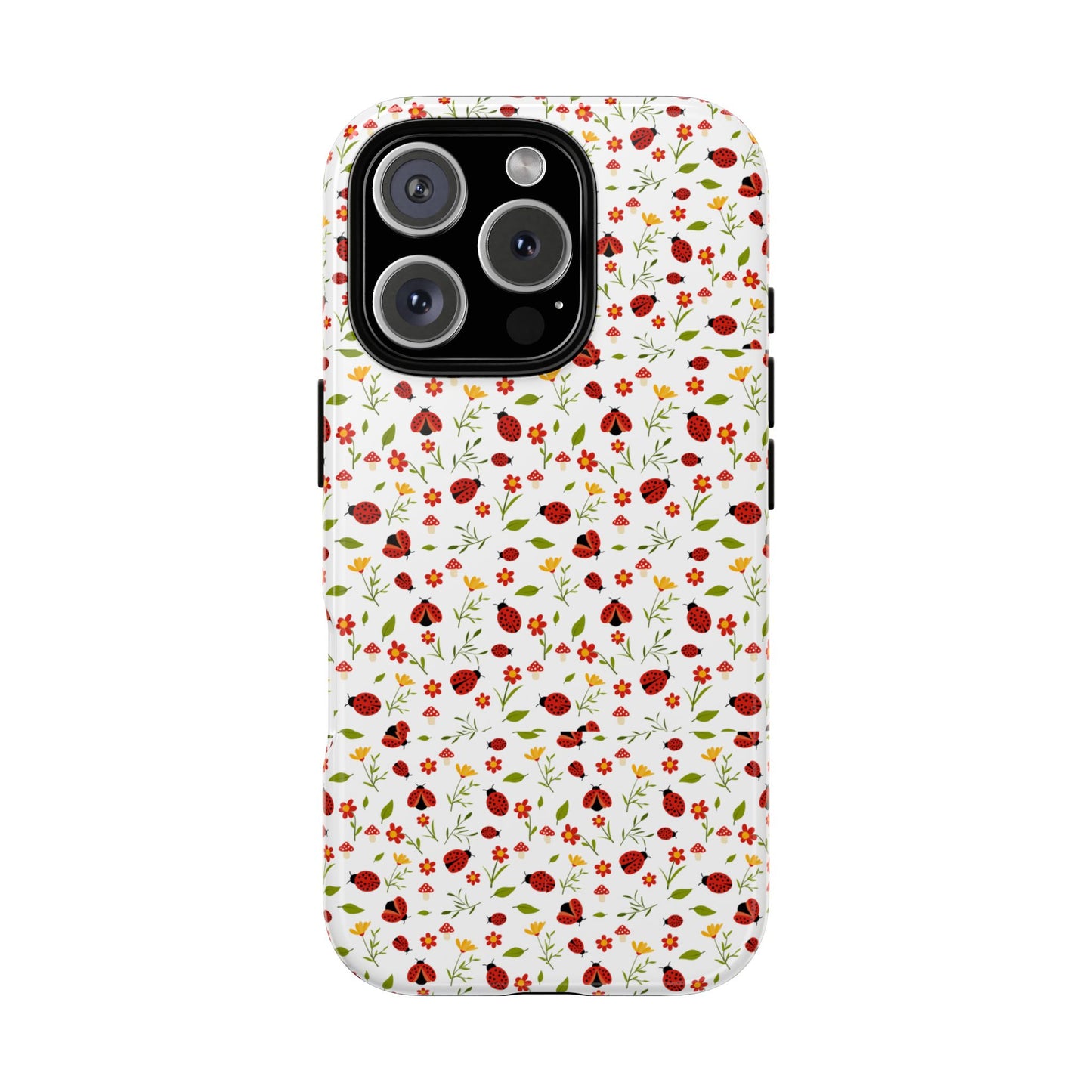 Ladybug Tough Phone Case - Cute Insect Aesthetic, Nature-Inspired Pattern Art, Compatible with iPhone, Galaxy, and Google Phones