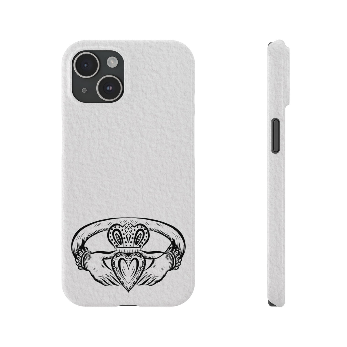 Claddagh Slim Phone Case Irish Symbol Ring Minimal Black White Design Love Loyalty Friendship Compatible with iPhone 17 16 15 14 13 12 11