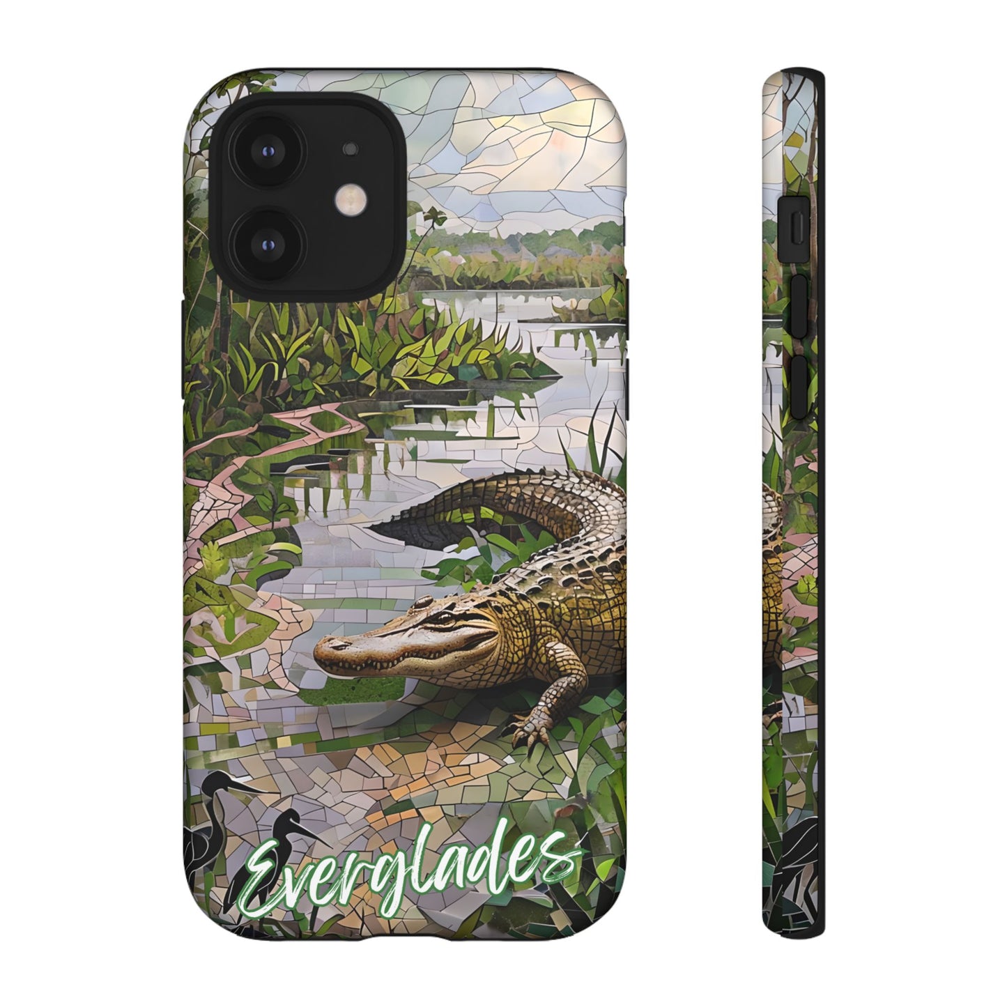 Everglades Mosaic Tough Phone Case - Tropical Wetland Art, Lush Green  Nature Aesthetic, Compatible with iPhone, Galaxy, and Google Phones