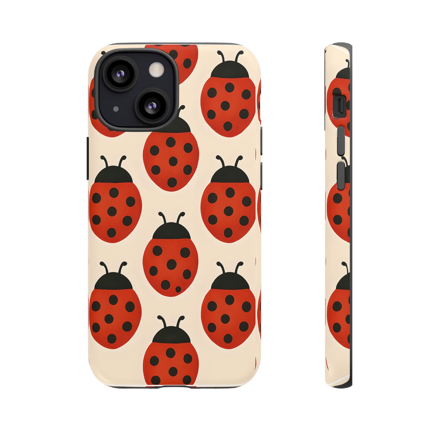 Cute Ladybug Tough Phone Case - Red and Black Insect Pattern, Nature-Inspired Design, Compatible with iPhone, Galaxy, and Google Phones