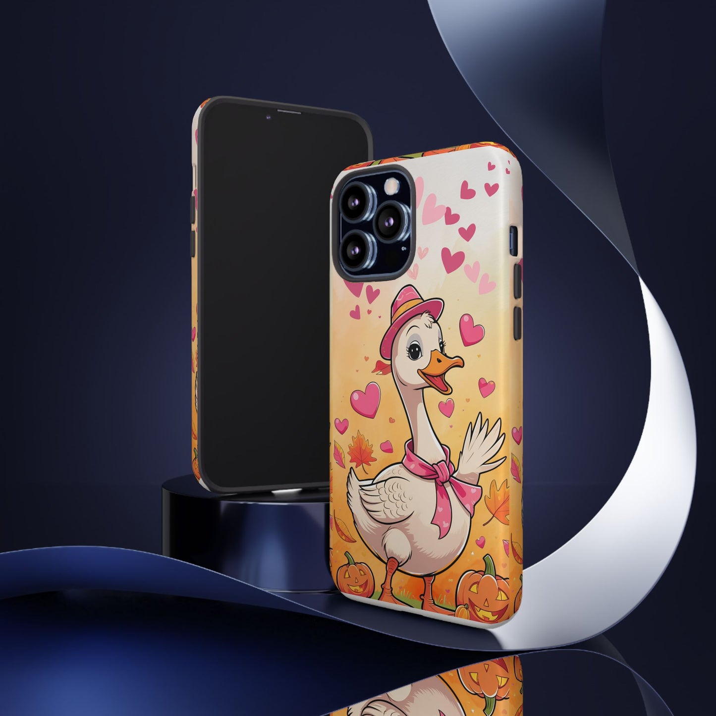 Summerween Silly Goose Phone Case, Coquette Halloween Phone Cover, Cozy Cute Halloween Aesthetic Case, Pink Hearts Fall Glam Girl Accessory