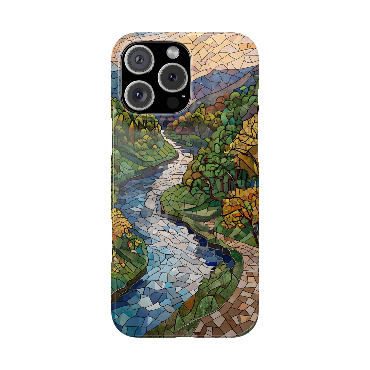 Cuyahoga Valley Mosaic Slim Phone Case, Midwest Forest Art, Scenic Nature Aesthetic, Unique Gift for Nature Lovers
