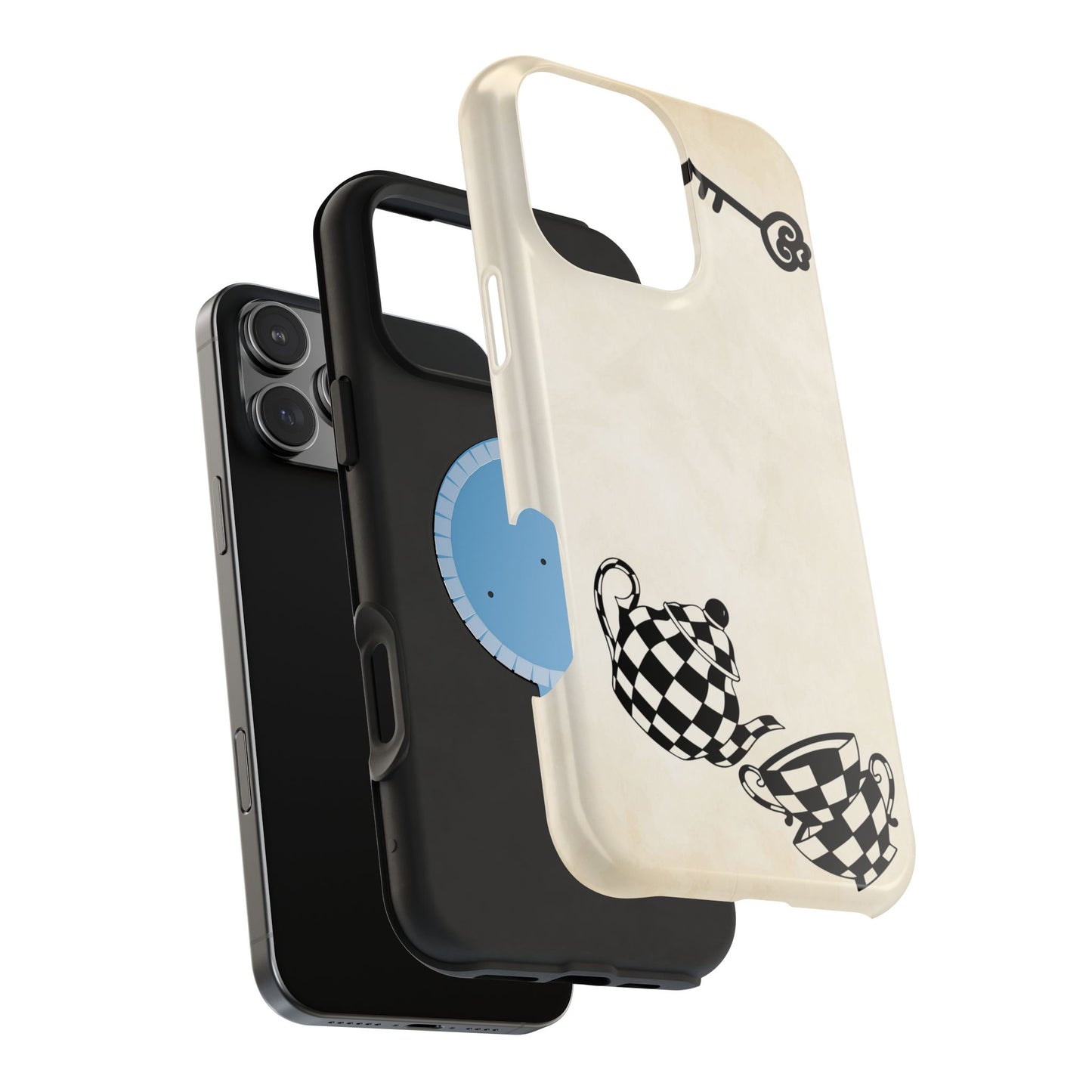 Alice in Wonderland Magnetic Phone Case, Tea Kettle and Cups Phone Cover, Vintage Storybook, Compatible with iPhone 17, 16, 15, 14, 13