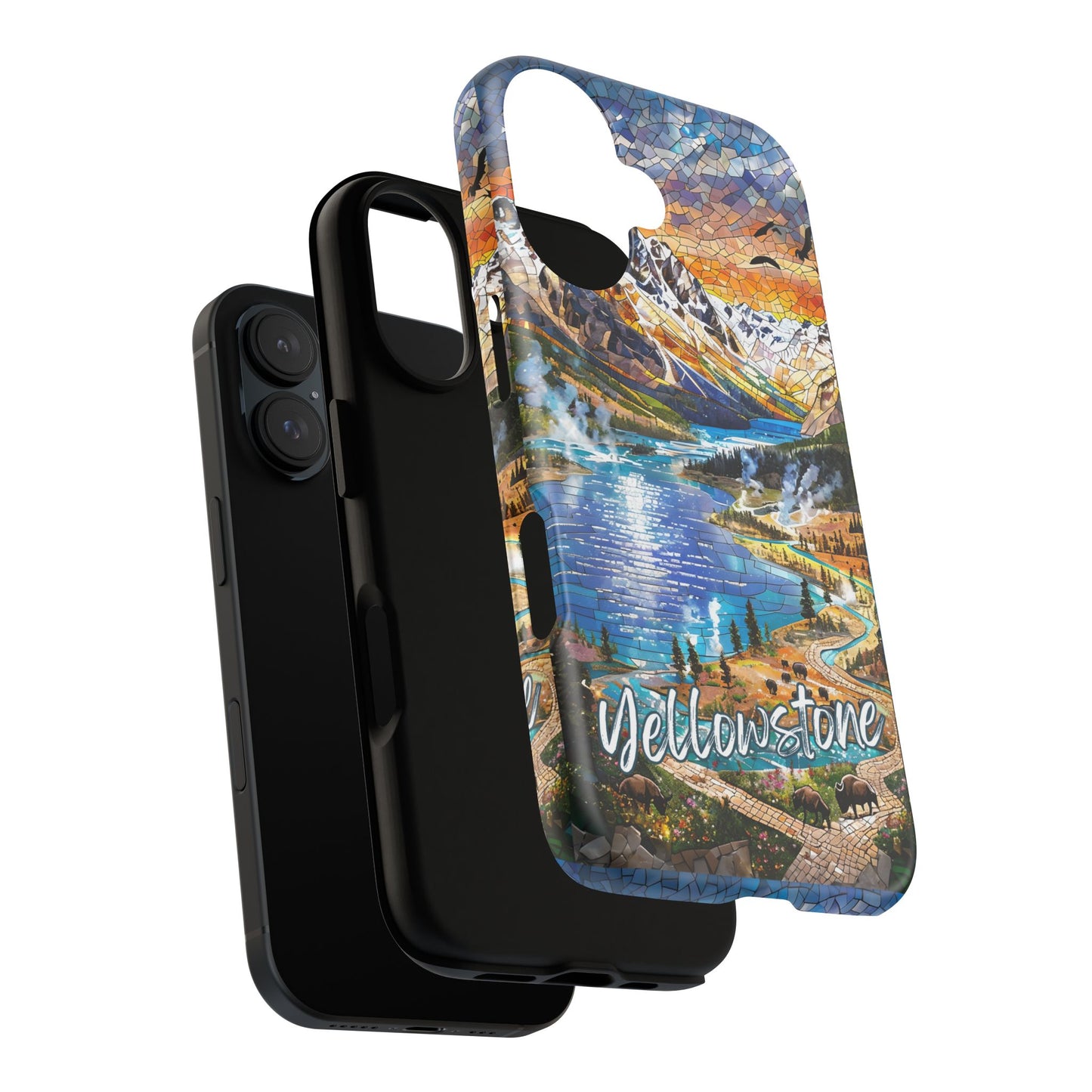 Yellowstone  National Park Phone Case, Mosaic Phone Case, Yellowstone National Park Gift, Scenic Mountains Phone Cover, Landscape Aesthetic