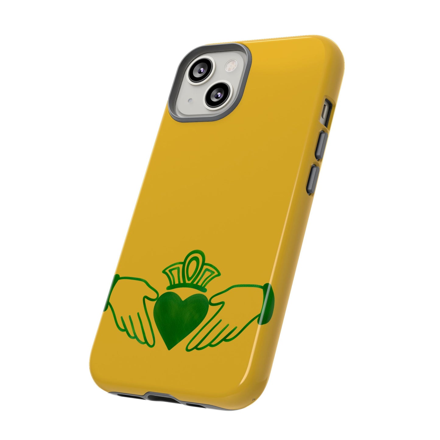 Tough Case Irish Claddagh Symbol Gold and Green Design Phone Cover Compatible with iPhone 17, 16, 15, 14, 13, Galaxy, Google, Ireland Art