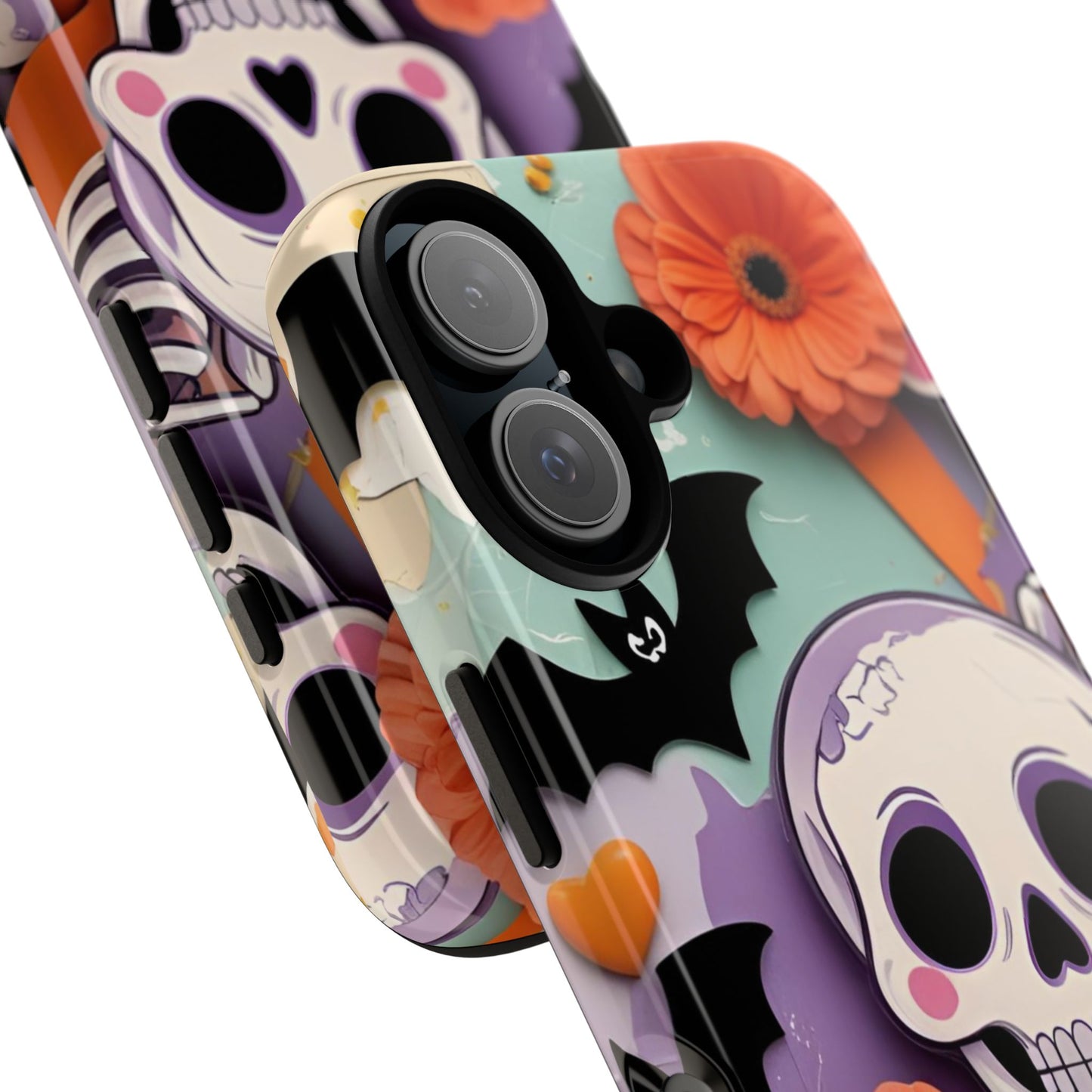 Summerween Skull Phone Case, Halloween Floral Skeleton Phone Cover, Pumpkin Goth Aesthetic Case, Spooky Fall Accessory, Floral Horror Gift