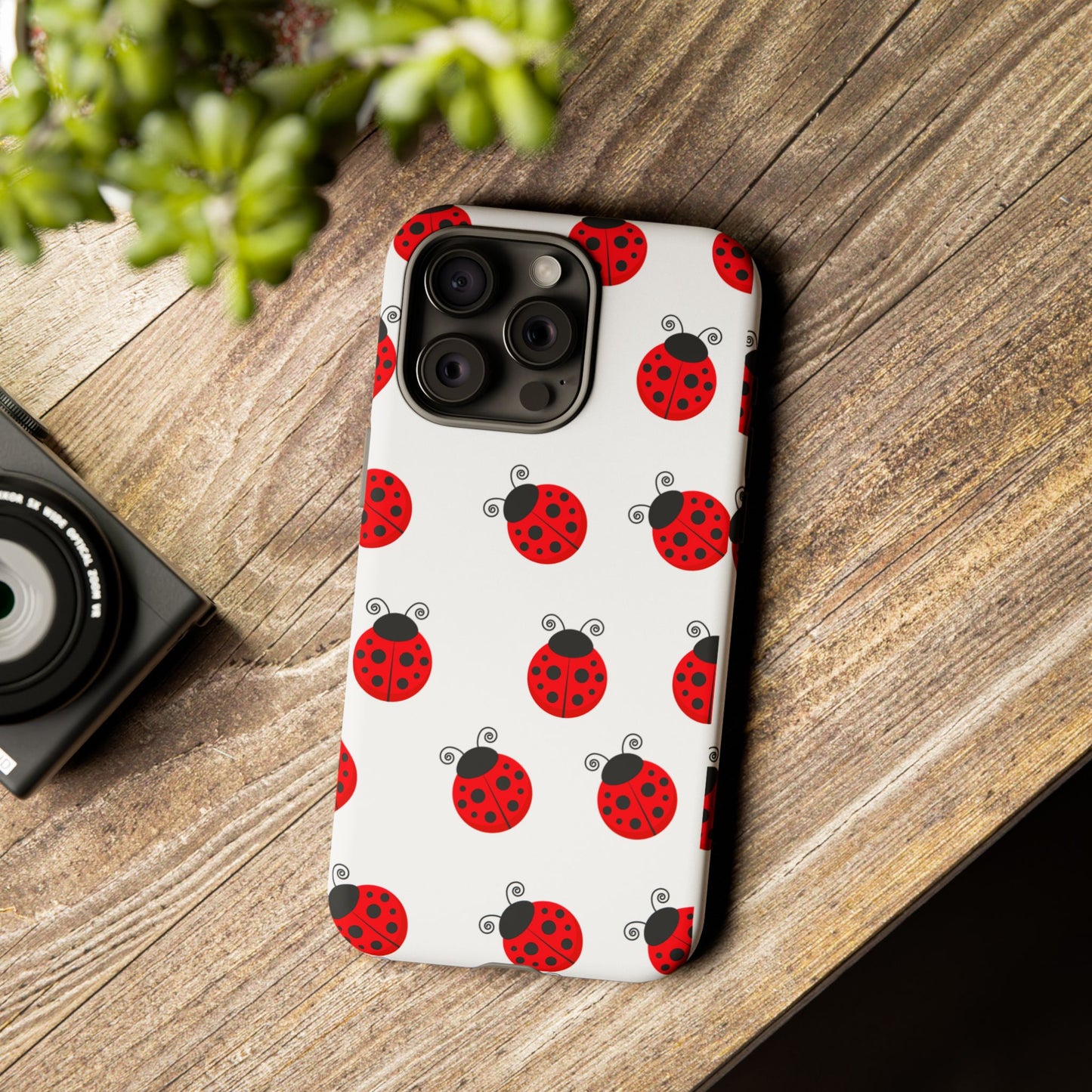 Ladybug Tough Phone Case - Cute Insect Aesthetic, Nature-Inspired Pattern Art, Compatible with iPhone, Galaxy, and Google Phones