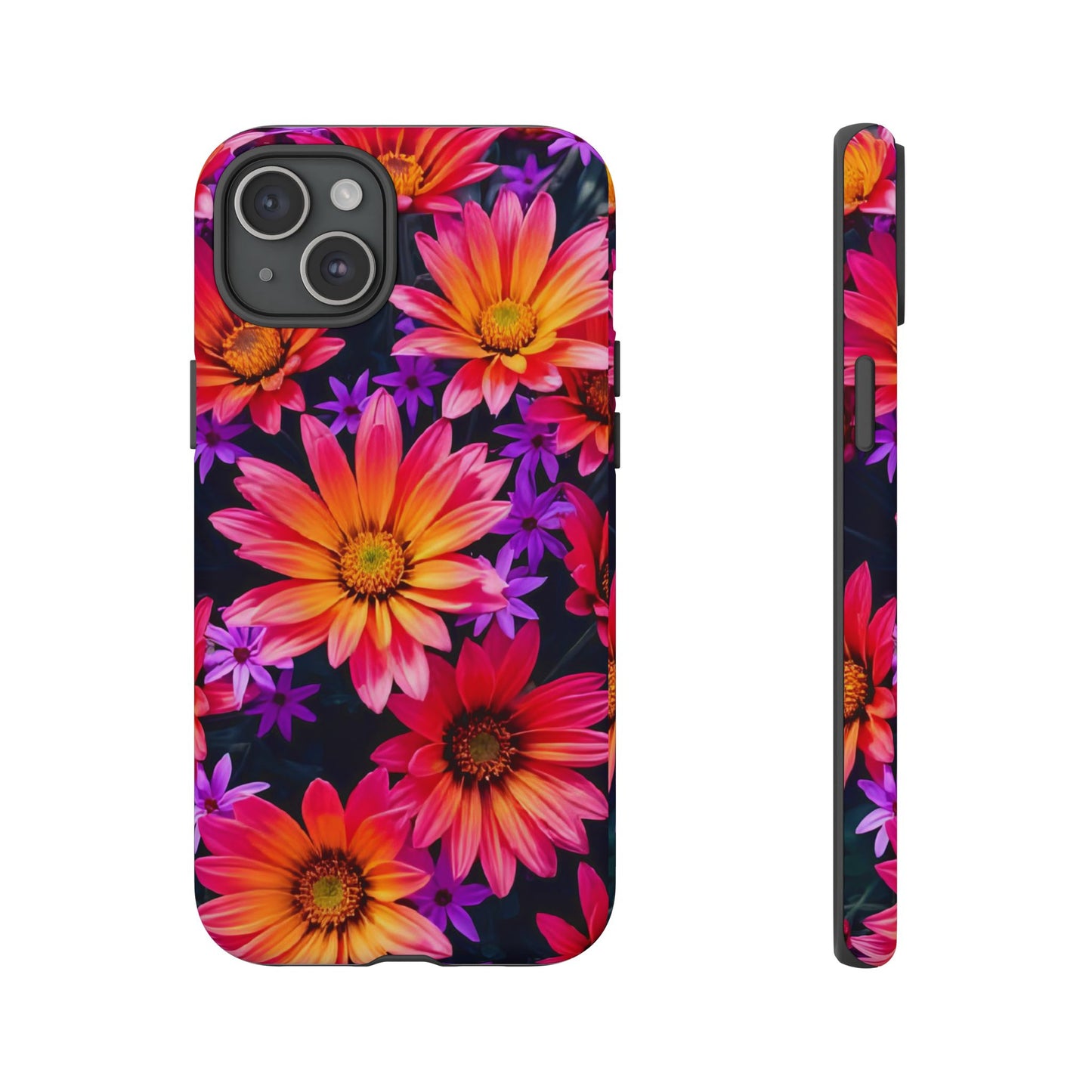Bold Garden Flower Tough Phone Case - Colorful Floral Print, Bright Botanical Aesthetic, Compatible with iPhone, Galaxy, and Google Phones