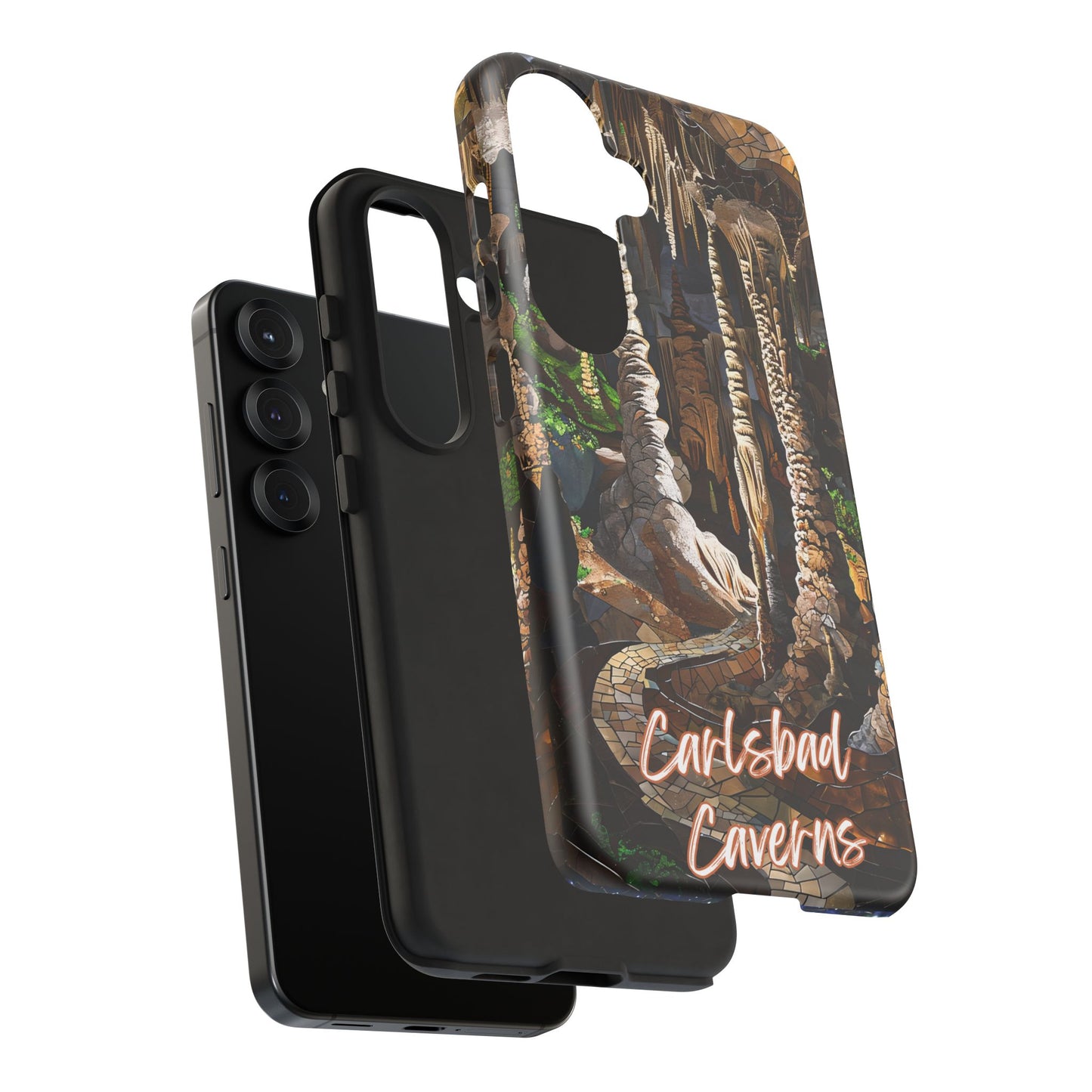 Carlsbad Caverns Mosaic Tough Phone Case, Cave Landscape Art, Moody Nature Aesthetic, Compatible with iPhone, Galaxy, and Google Phones