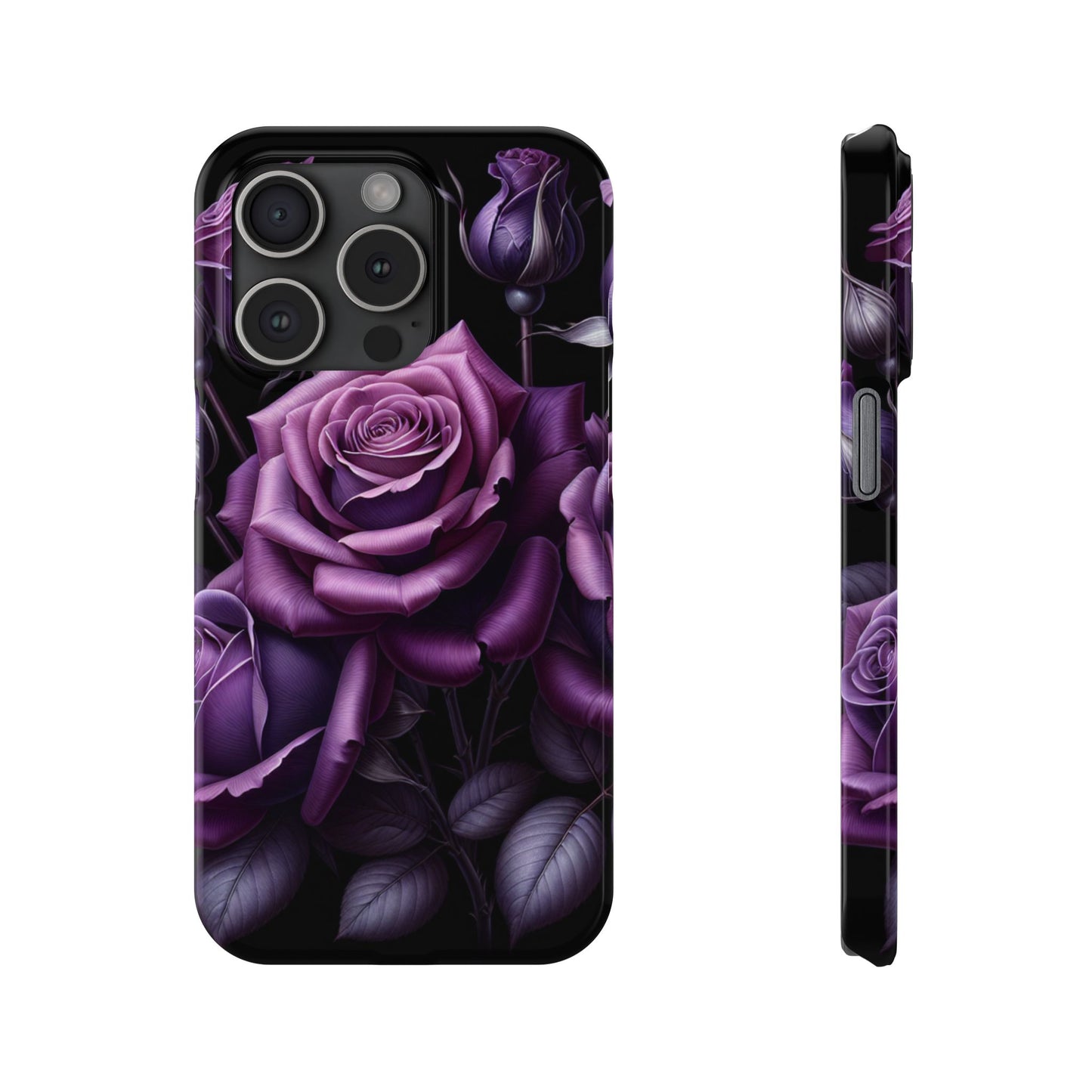 Purple Rose Slim Phone Cases, Floral Phone Cover, Elegant Smartphone Case, Gift for Her, Mother's Day Accessories