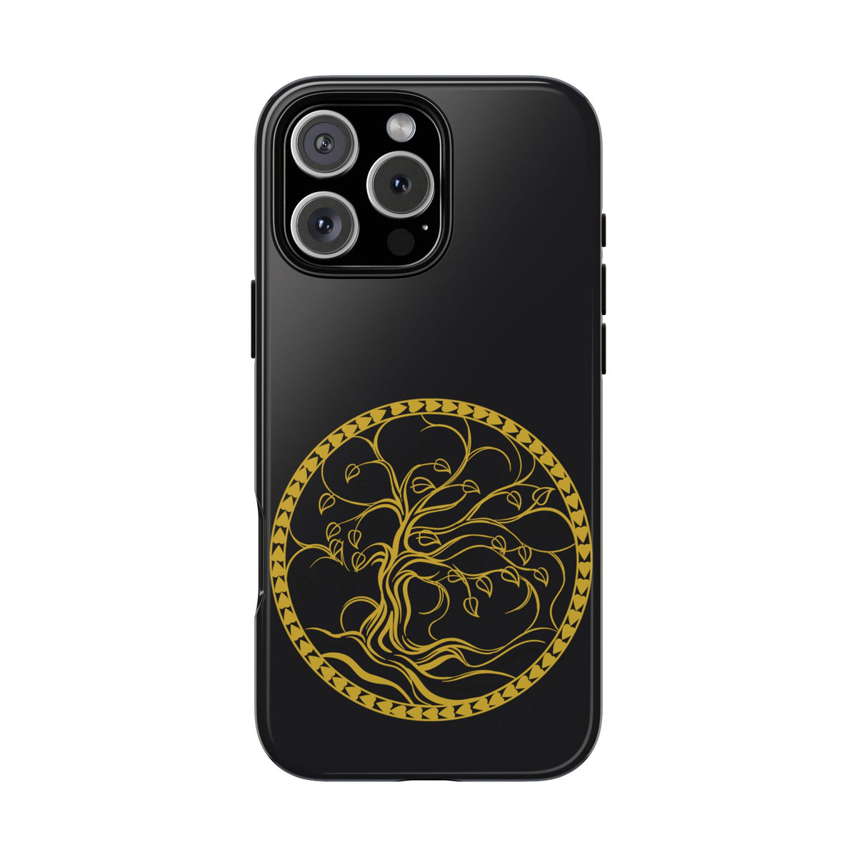 Tree of Life Tough Phone Case Celtic Medallion Gold Black iPhone 17 16 15 14 13 Galaxy Google
