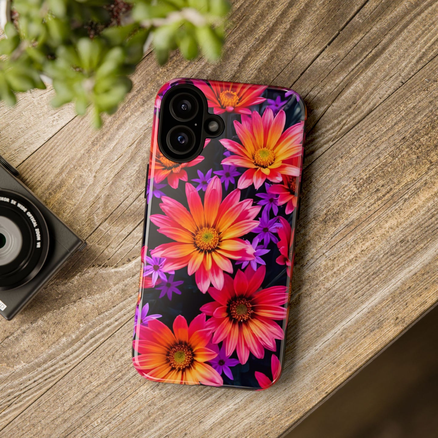 Bold Garden Flower Tough Phone Case - Colorful Floral Print, Bright Botanical Aesthetic, Compatible with iPhone, Galaxy, and Google Phones