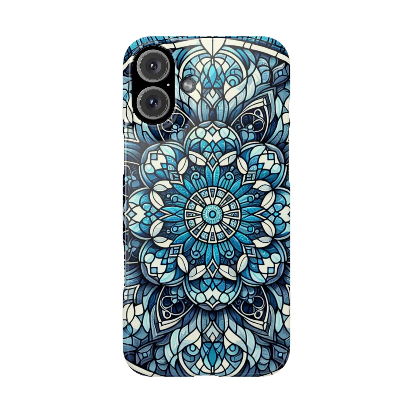 Decorative Slim Phone Case - Blue Mandala Design, Gift for Her, Phone Accessories, Boho Style, Unique Cell Phone Cover, Trendy Tech