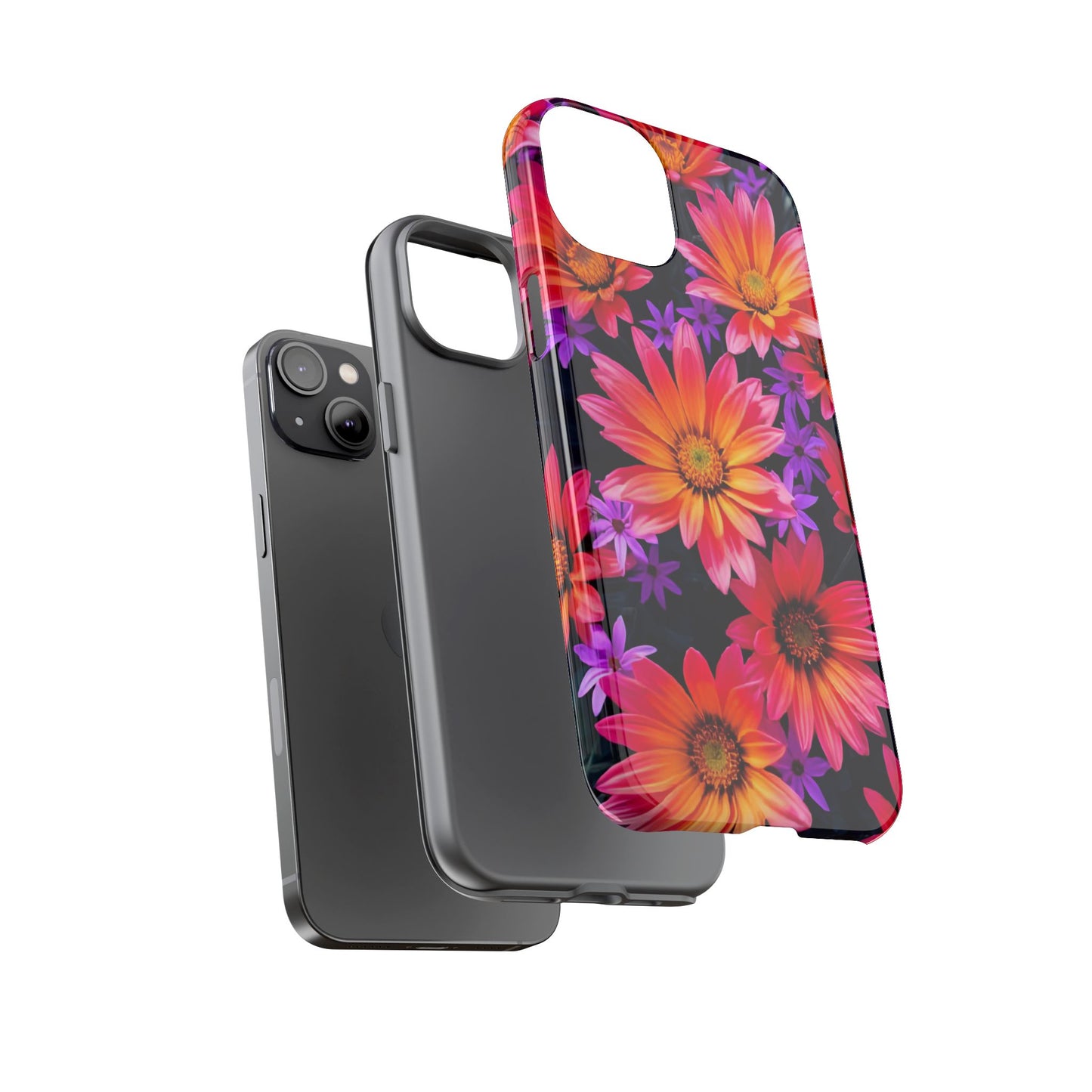 Bold Garden Flower Tough Phone Case - Colorful Floral Print, Bright Botanical Aesthetic, Compatible with iPhone, Galaxy, and Google Phones