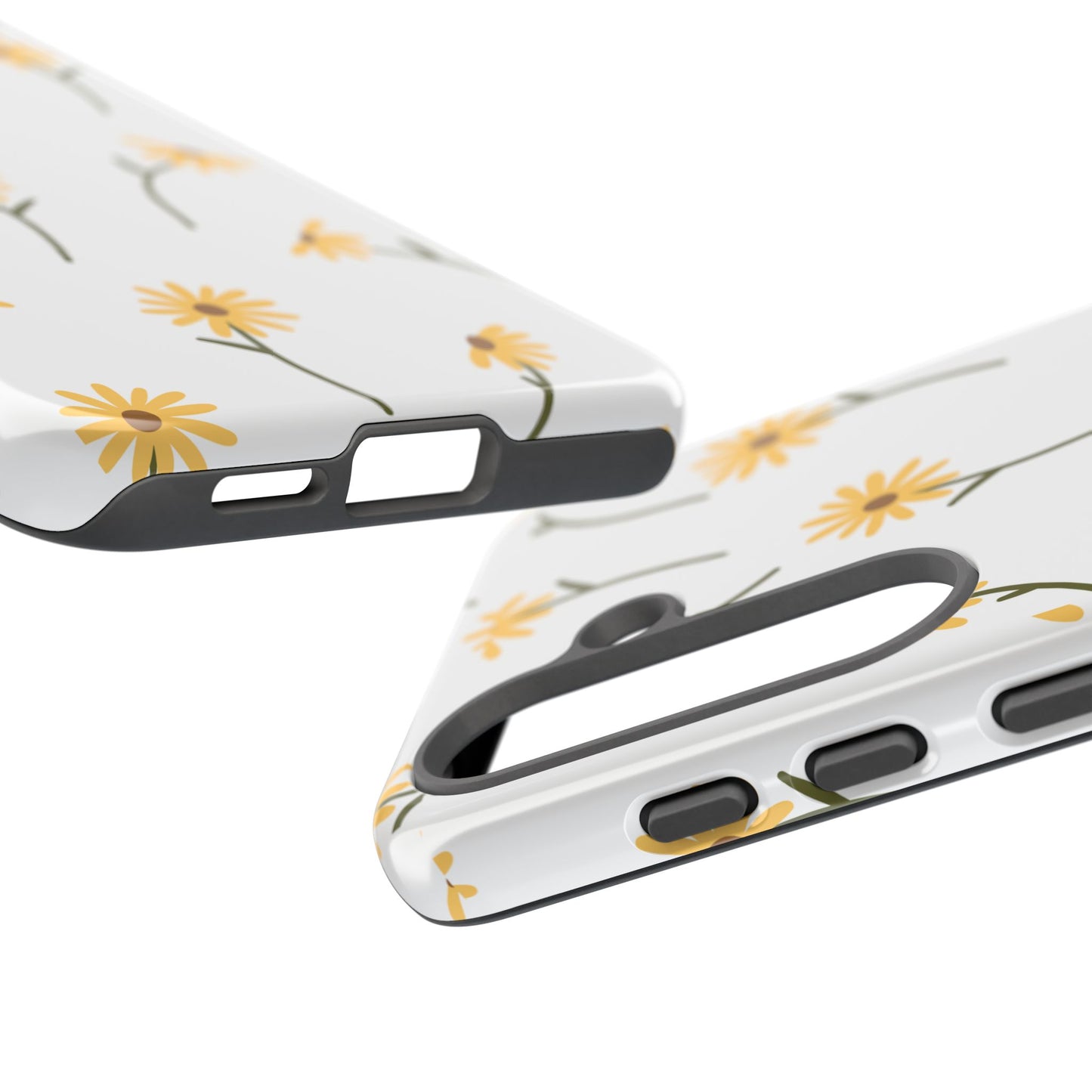 Sunflower Floral Tough Phone Case - Minimal Daisy-Inspired Print, Simple Botanical Aesthetic, Compatible with iPhone, Galaxy, and Google
