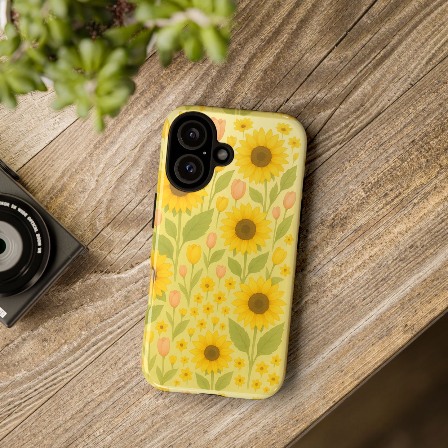 Sunflower Floral Phone Case, Watercolor Botanical Print, Aesthetic Tough Phone Case, Compatible with iPhone, Galaxy, Google